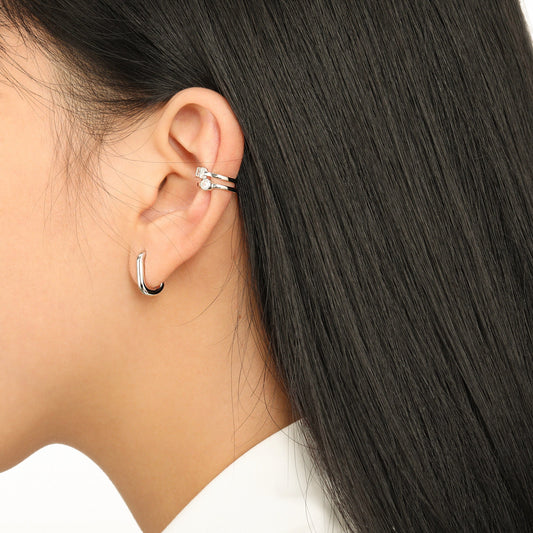 Rectangular Oval Hoop Earrings Elevate Your Style with Silver Rectangular Oval Hoop Earrings - Minimal Geometric U Shape Design