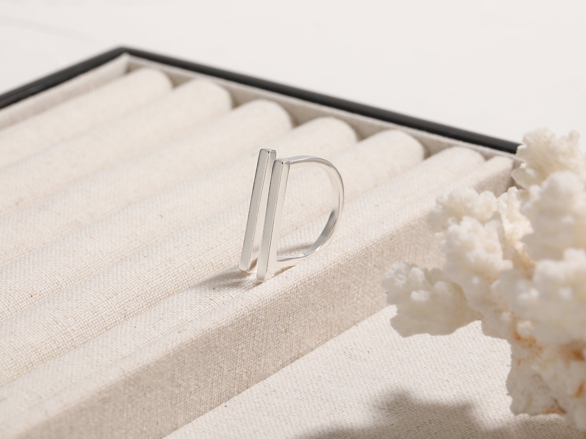 18K Gold or Silver Double Bar Statement Ring Elevate Your Style with an 18K Gold or Silver Double Bar Geometric Statement Ring - Adjustable and Modern Design