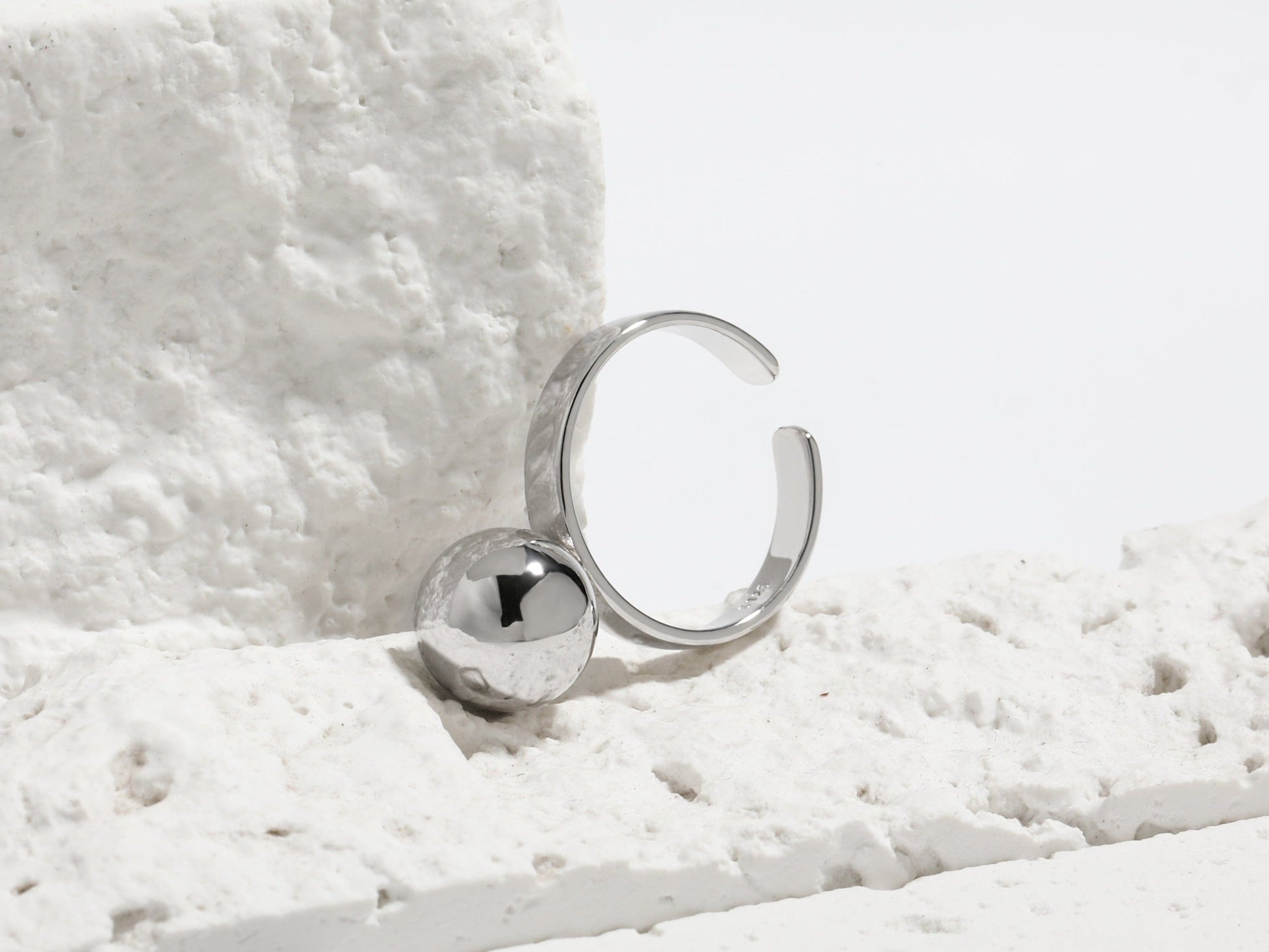 High Polish Adjustable Ball Statement Ring High Polish Adjustable Ball Statement Ring