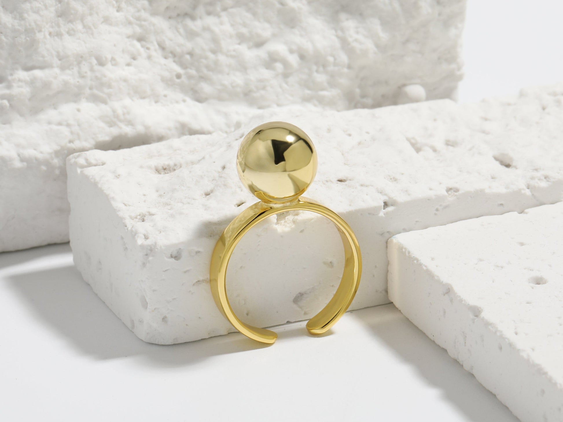 High Polish Adjustable Ball Statement Ring High Polish Adjustable Ball Statement Ring