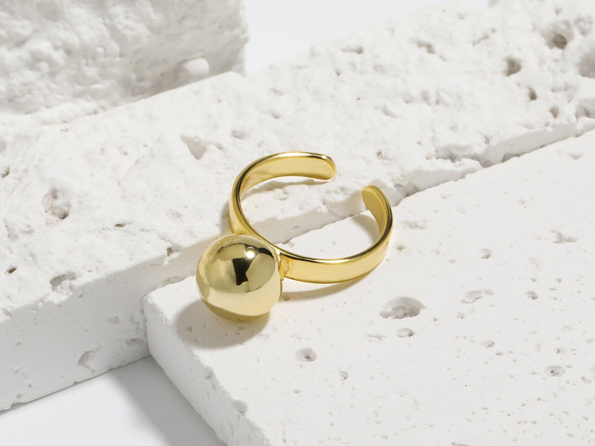 High Polish Adjustable Ball Statement Ring High Polish Adjustable Ball Statement Ring