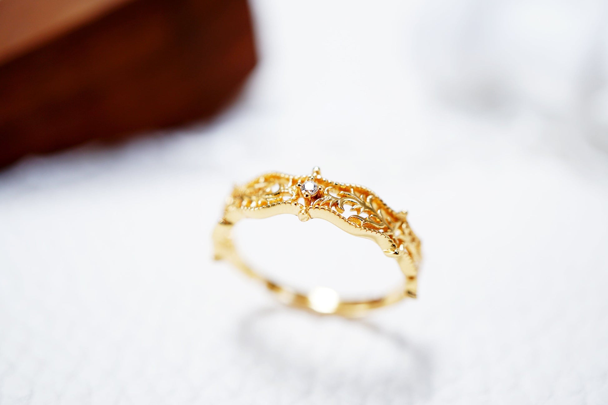 18K Gold 18K Gold Vermeil Hollowed Flower Vine Ring Discover the 18K Gold Vermeil Hollowed Flower Vine Ring - Perfect Stacking, Vintage Style Gift Ring