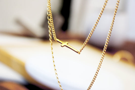 18K Gold 18K Gold Sideways Cross Choker Necklace Discover the Elegance of an 18K Gold Sideways Cross Choker Necklace - Perfect Layered Minimal Jewelry