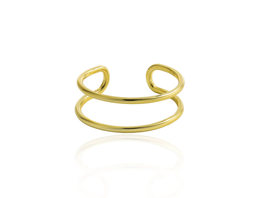 Gold open ring on a white background