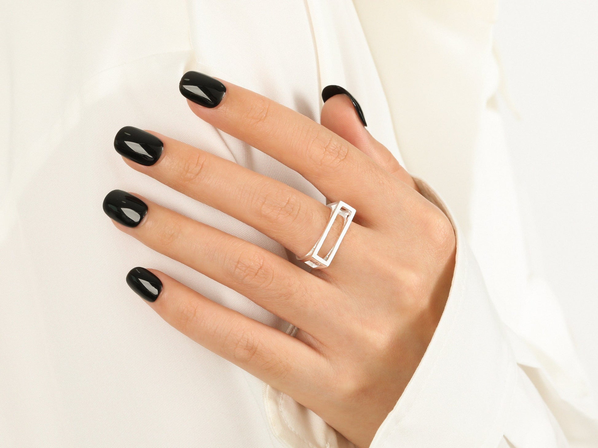 Geometric Rectangle Cutout Adjustable Ring Geometric Rectangle Cutout Adjustable Ring