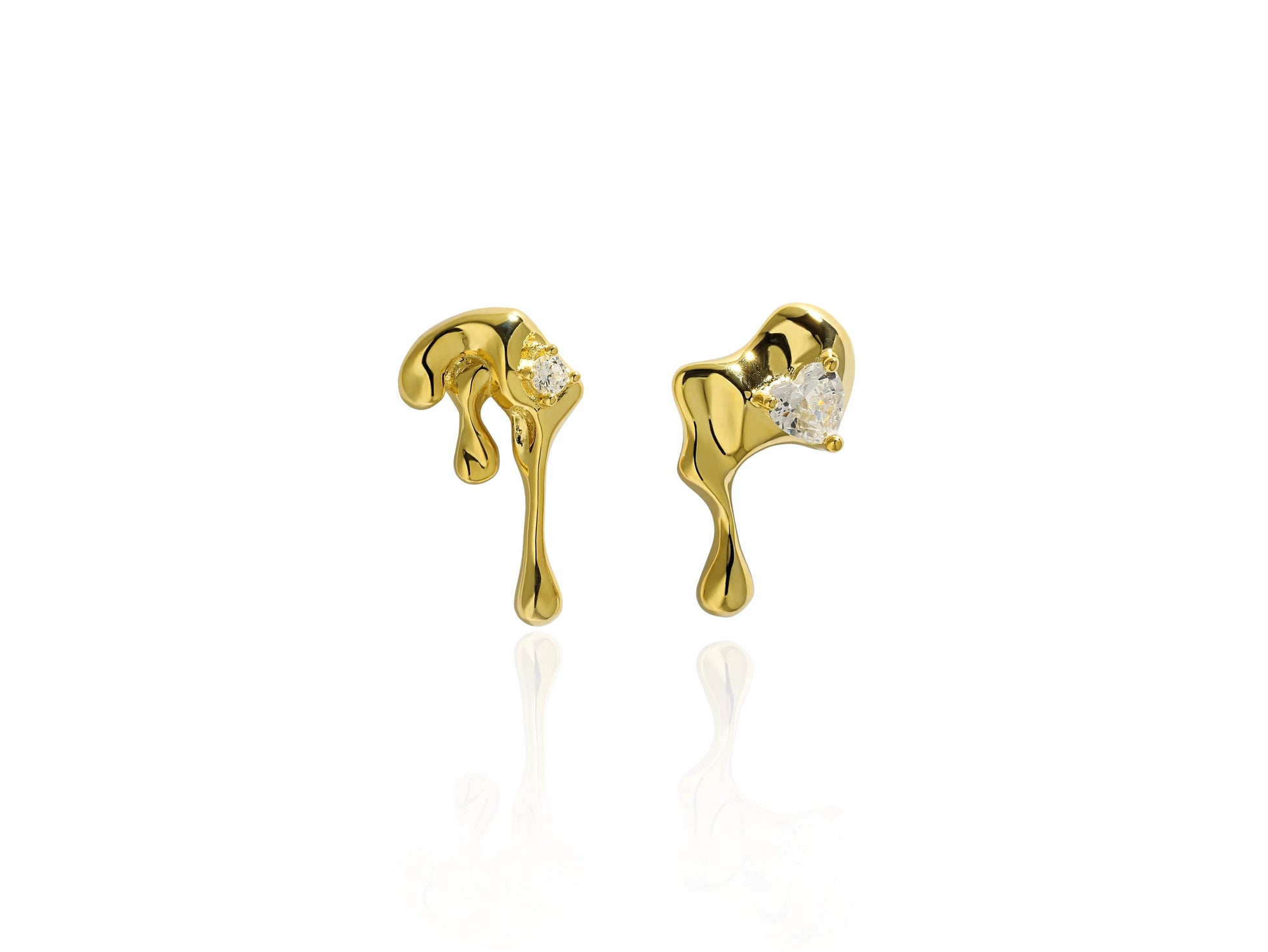 Edgy Dripping Metal CZ Earrings Edgy Dripping Metal CZ Earrings: Bold Statement Lava and Melting Liquid Designer Earrings