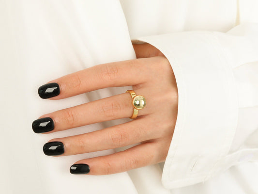 High Polish Adjustable Ball Statement Ring High Polish Adjustable Ball Statement Ring