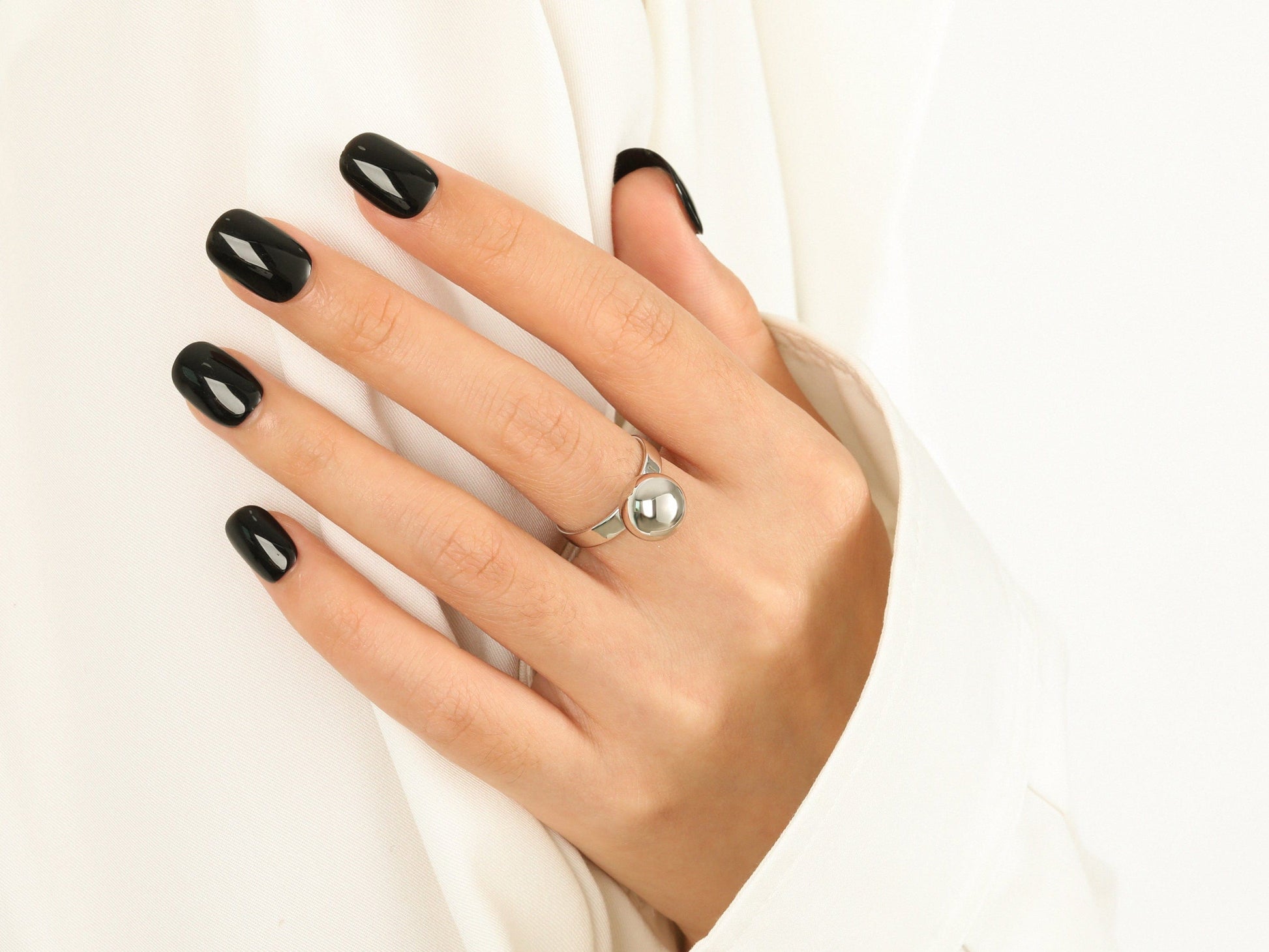 High Polish Adjustable Ball Statement Ring High Polish Adjustable Ball Statement Ring