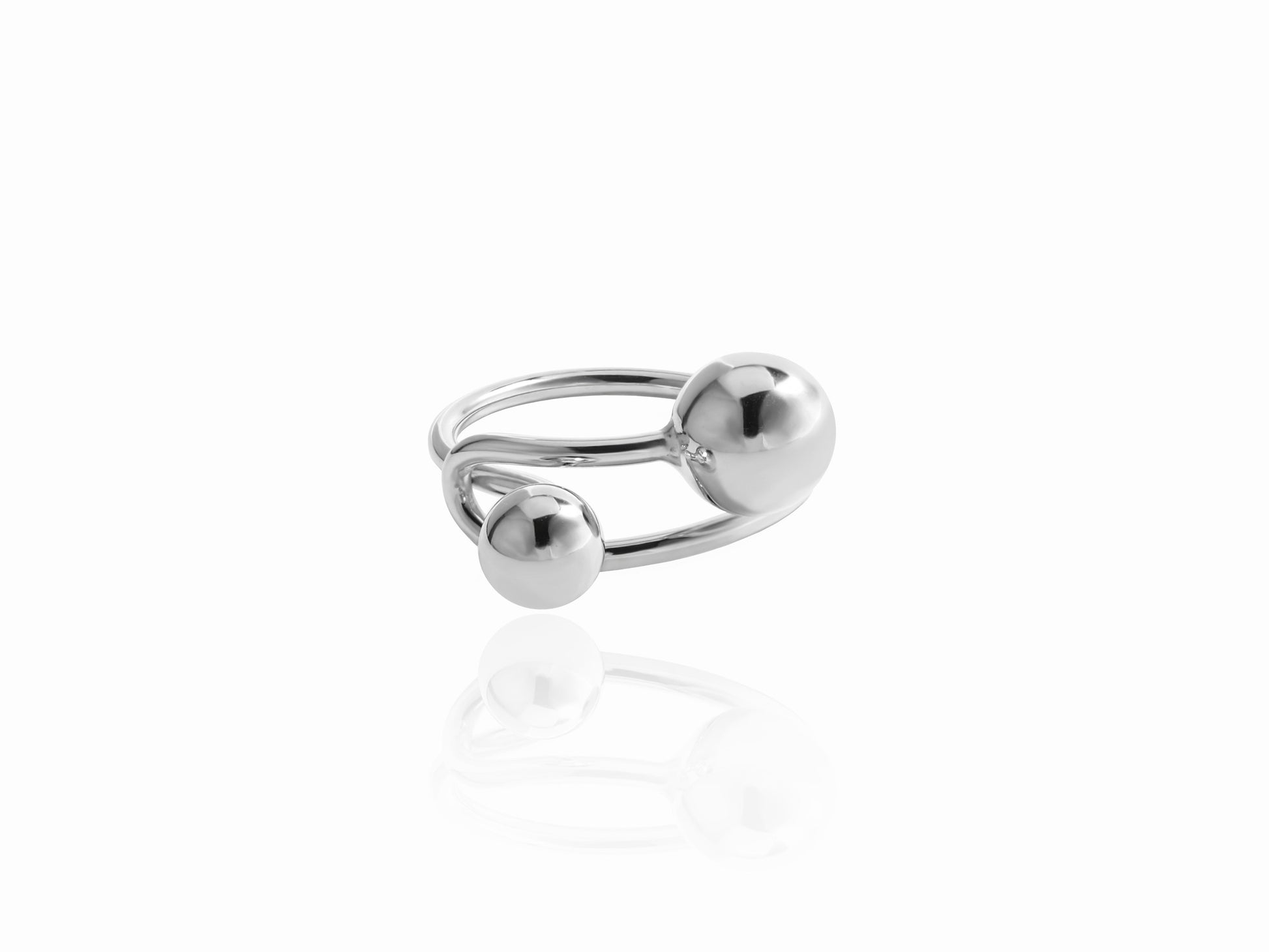 Sculptural Double Sphere Open Ring Sculptural Double Sphere Open Ring