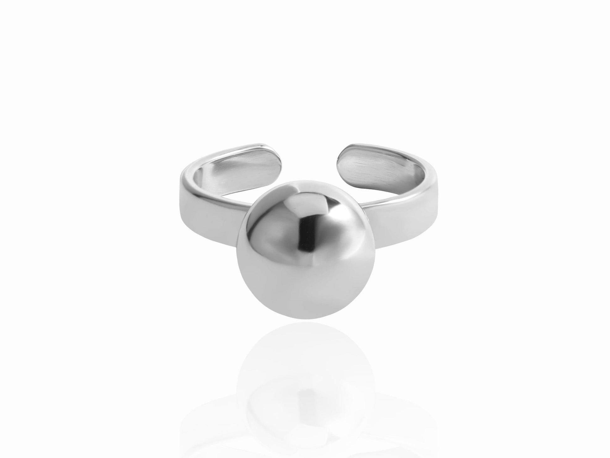 High Polish Adjustable Ball Statement Ring High Polish Adjustable Ball Statement Ring