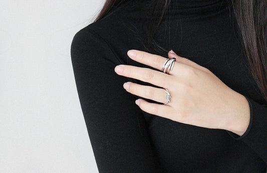 925 Sterling Silver Sterling Silver Chuny Twist Wide Band Ring Discover the Sterling Silver Chuny Twist Wide Band Ring: Bold Boho Entwined Statement Interlace Jewelry