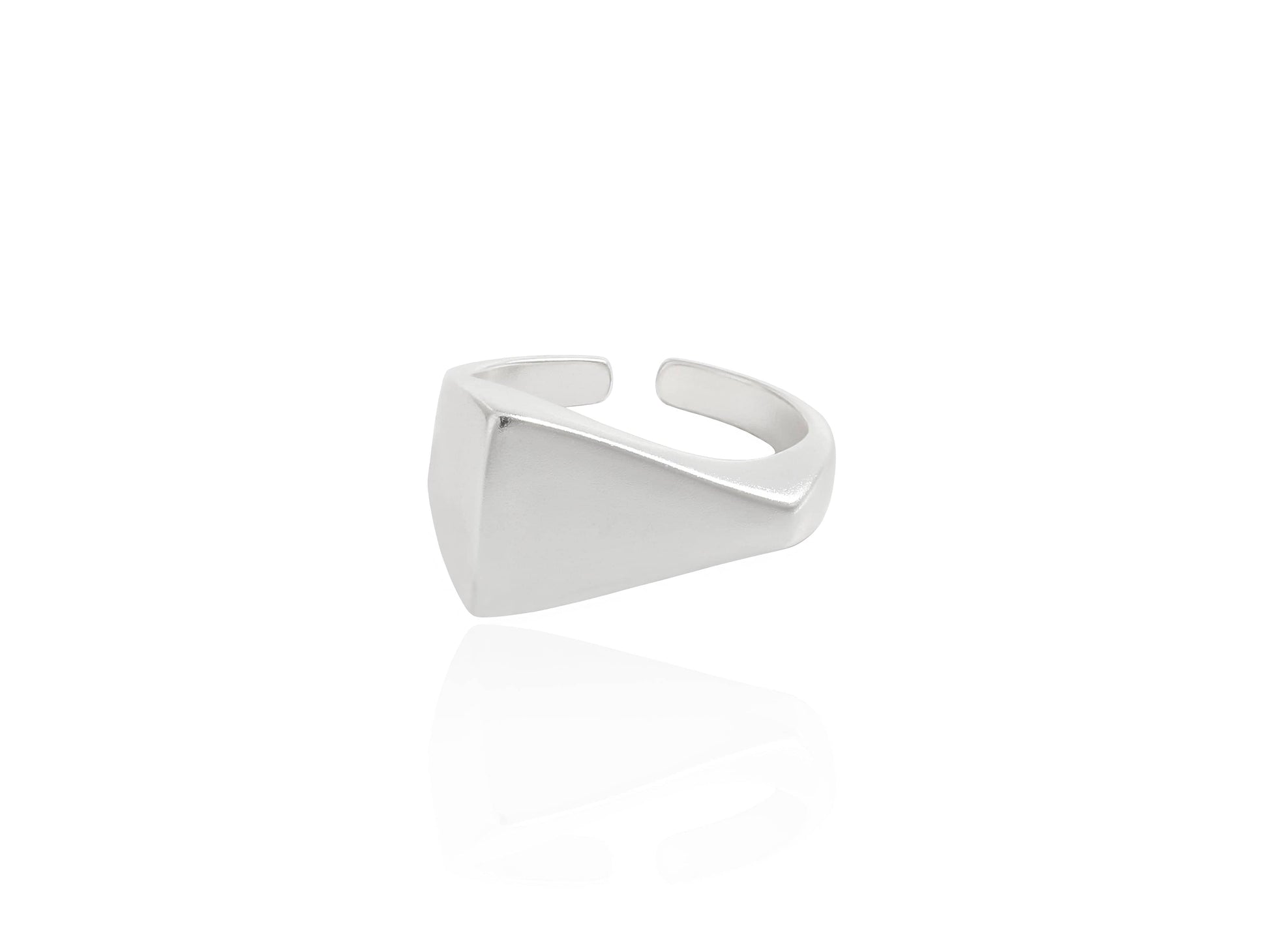 925 Sterling Silver Sterling Silver Triangle Matte Statement Ring Elevate Your Style with a Sterling Silver Triangle Matte Statement Ring - Modern, Designer, Adjustable