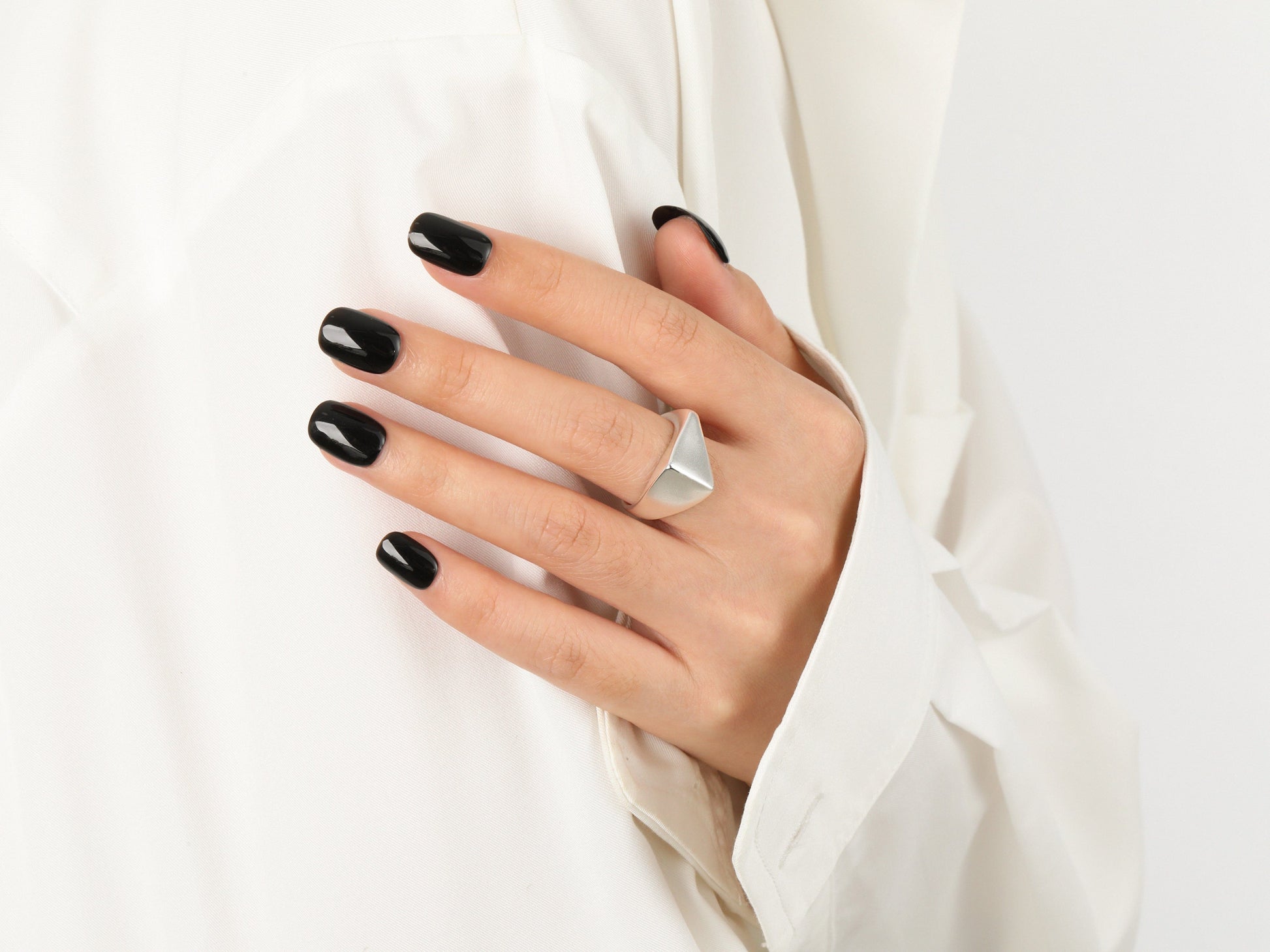 925 Sterling Silver Sterling Silver Triangle Matte Statement Ring Elevate Your Style with a Sterling Silver Triangle Matte Statement Ring - Modern, Designer, Adjustable