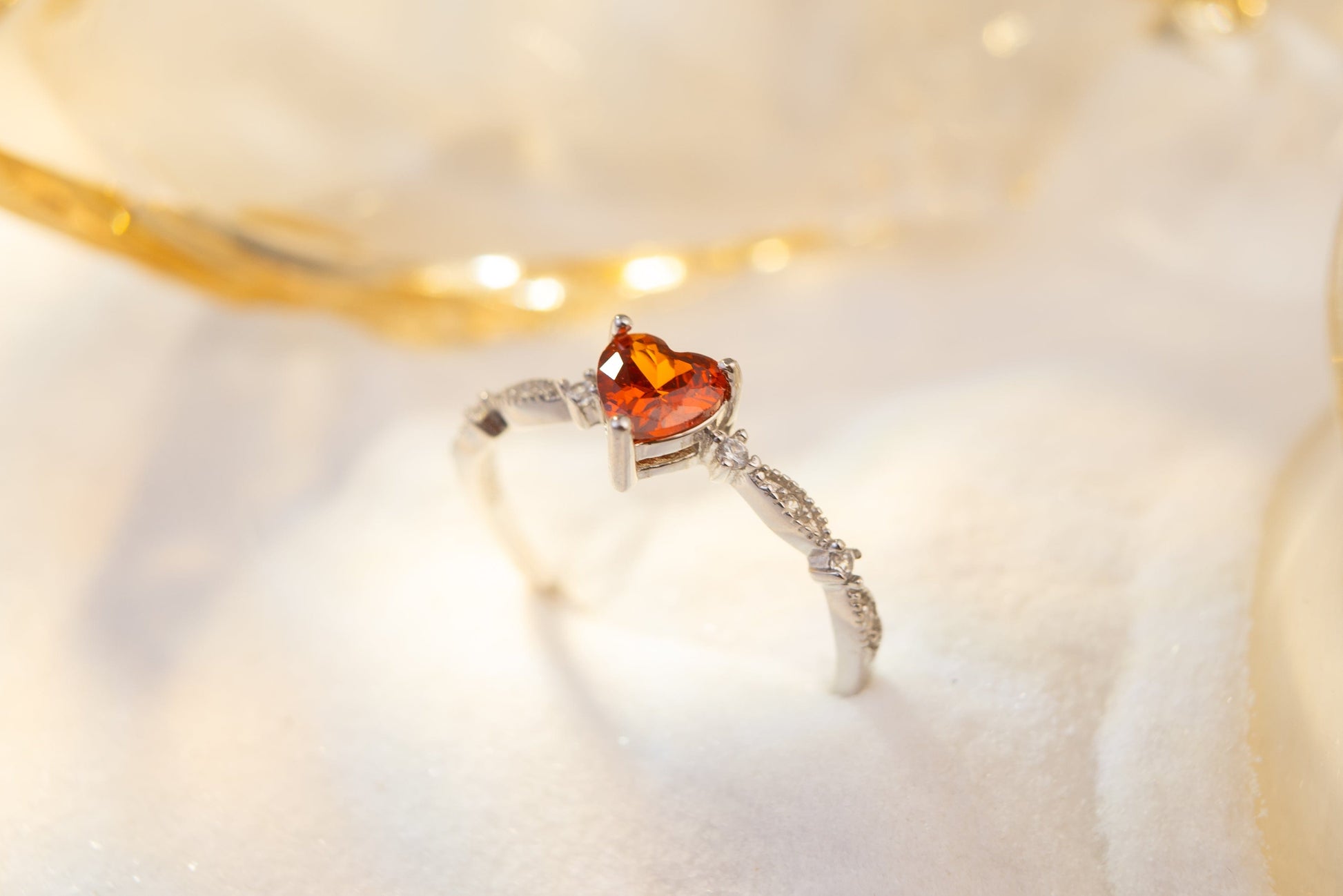 Adjustable Heart-Cut Ruby CZ Ring Adjustable Heart-Cut Ruby CZ Ring