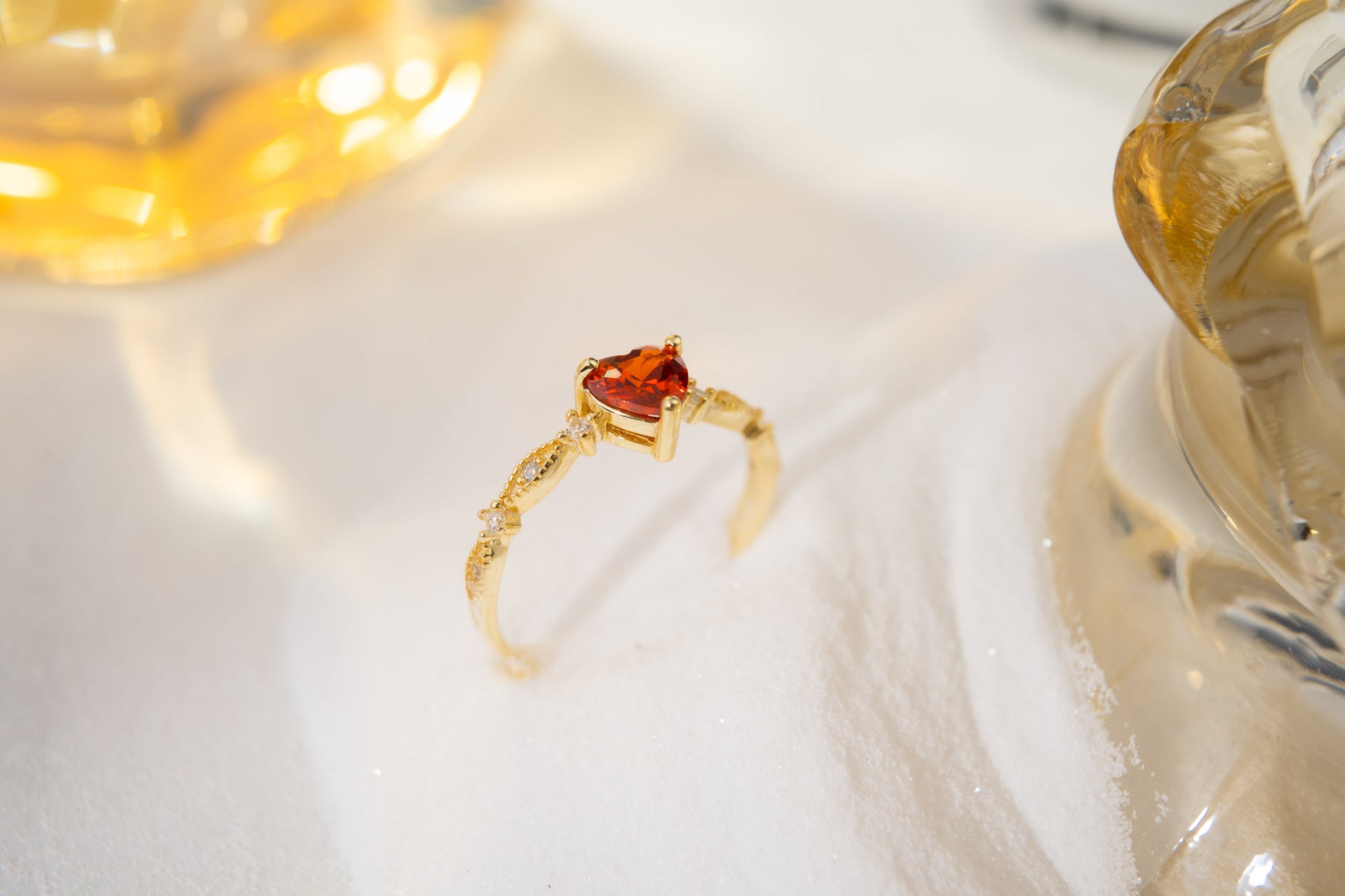 Adjustable Heart-Cut Ruby CZ Ring Adjustable Heart-Cut Ruby CZ Ring