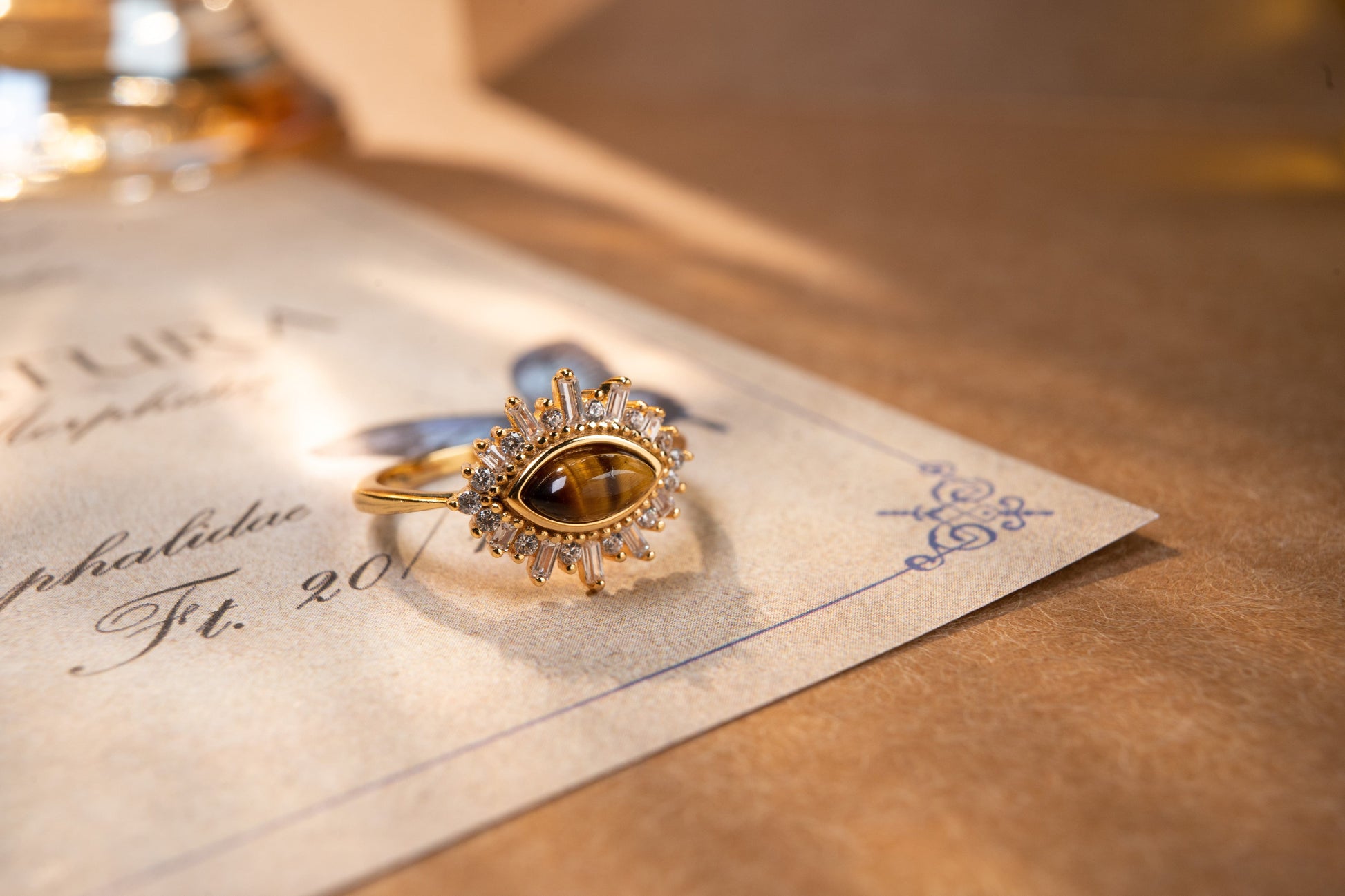 Natural Marquise Tiger Eye Stackable Ring Natural Marquise Tiger Eye Stackable Ring