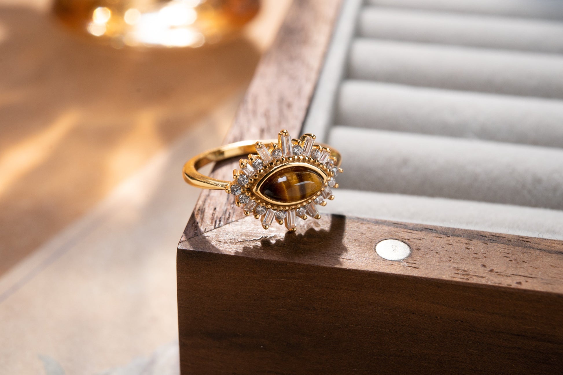 Natural Marquise Tiger Eye Stackable Ring Natural Marquise Tiger Eye Stackable Ring