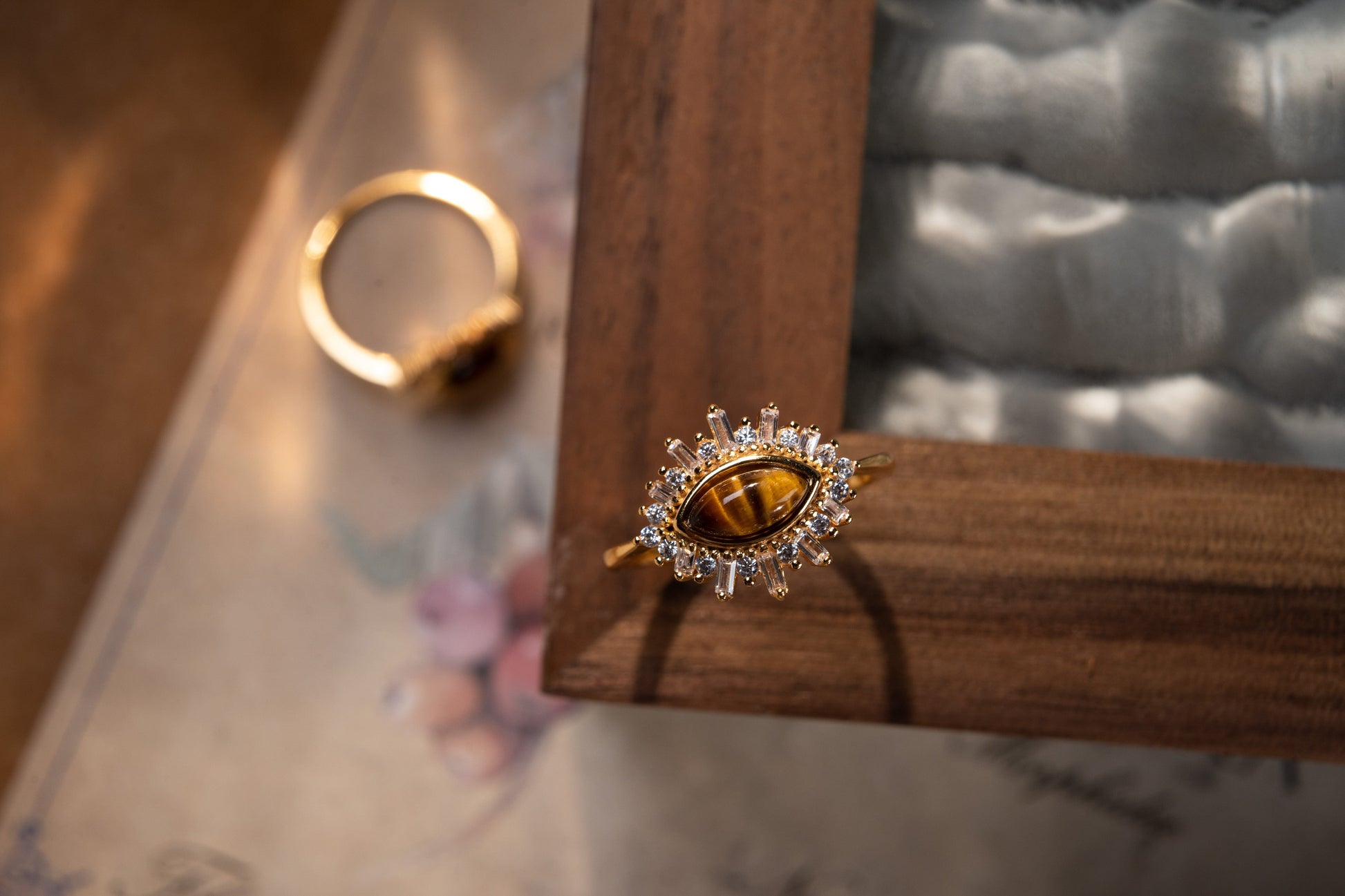 Natural Marquise Tiger Eye Stackable Ring Natural Marquise Tiger Eye Stackable Ring