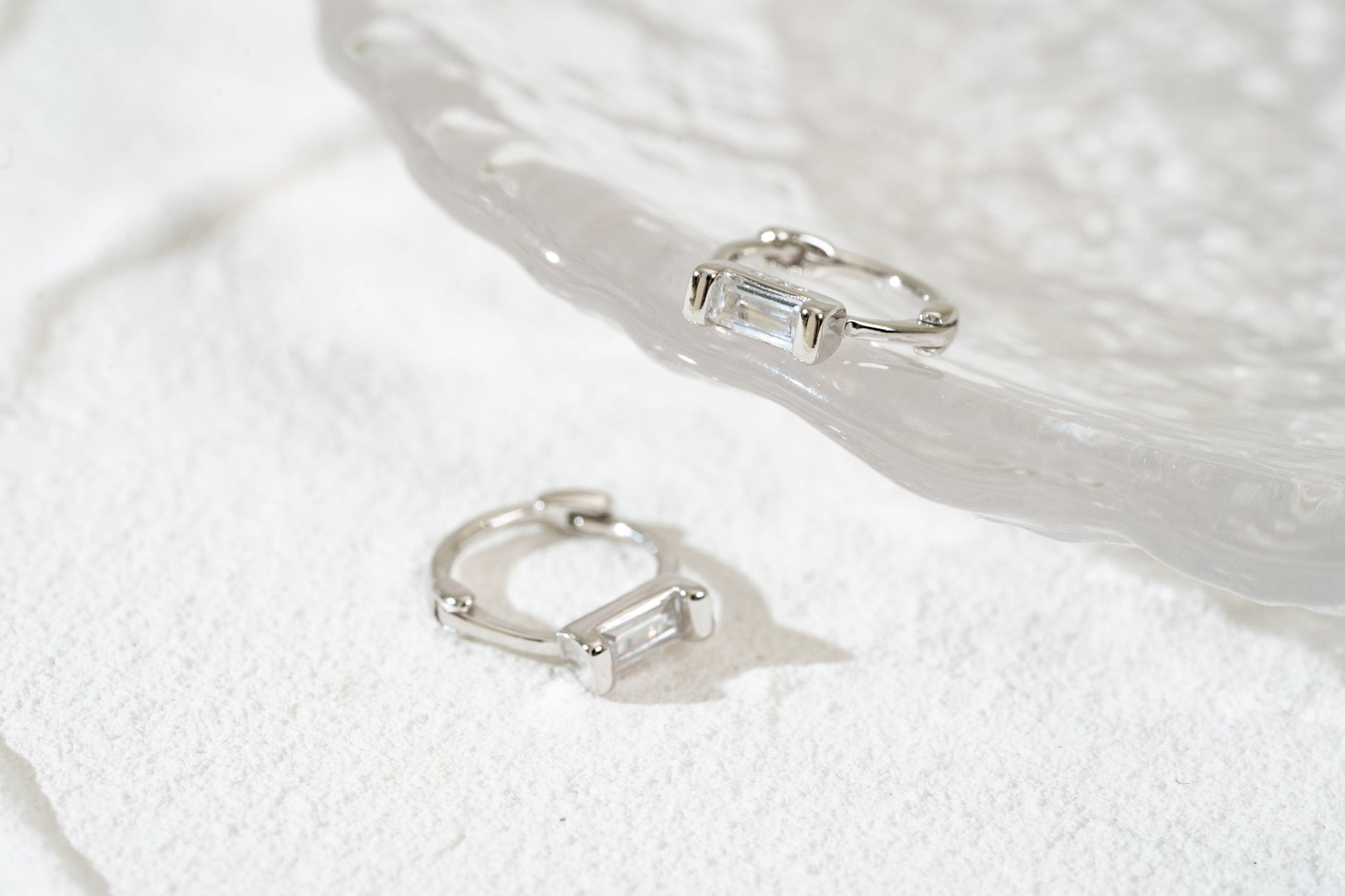 Green Baguette CZ Small Huggie Hoop Earrings Elevate Your Style with Green Baguette CZ Huggie Hoops and Celestial Earrings Collection