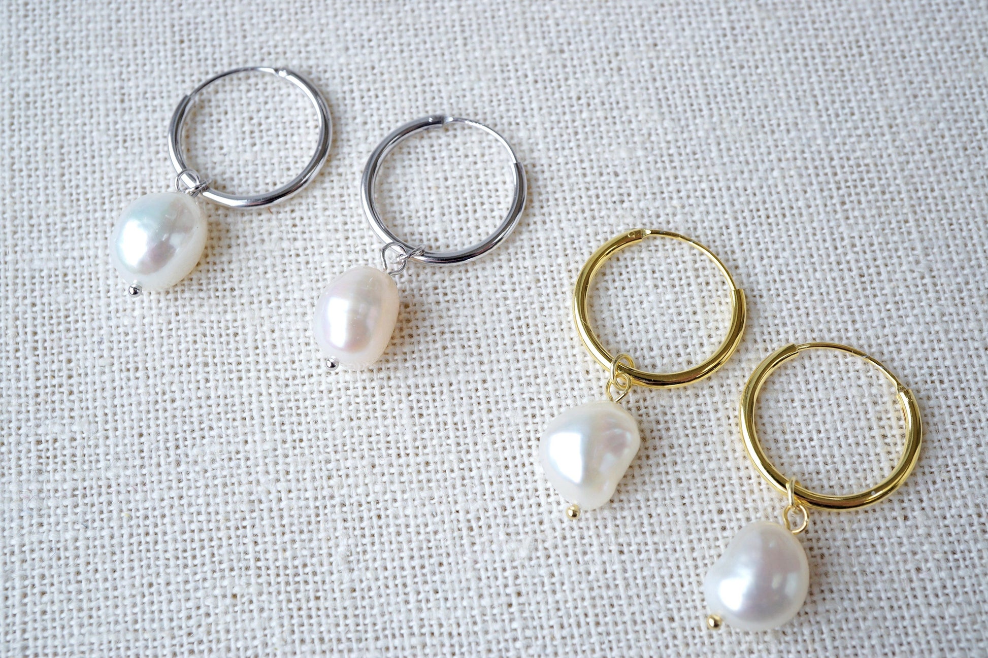 15mm Pearl Charm Hoop Earrings Elegant 15mm Pearl Charm Hoop Earrings - Perfect Geometric Pearl Drop Earrings for Bridesmaid Gifts