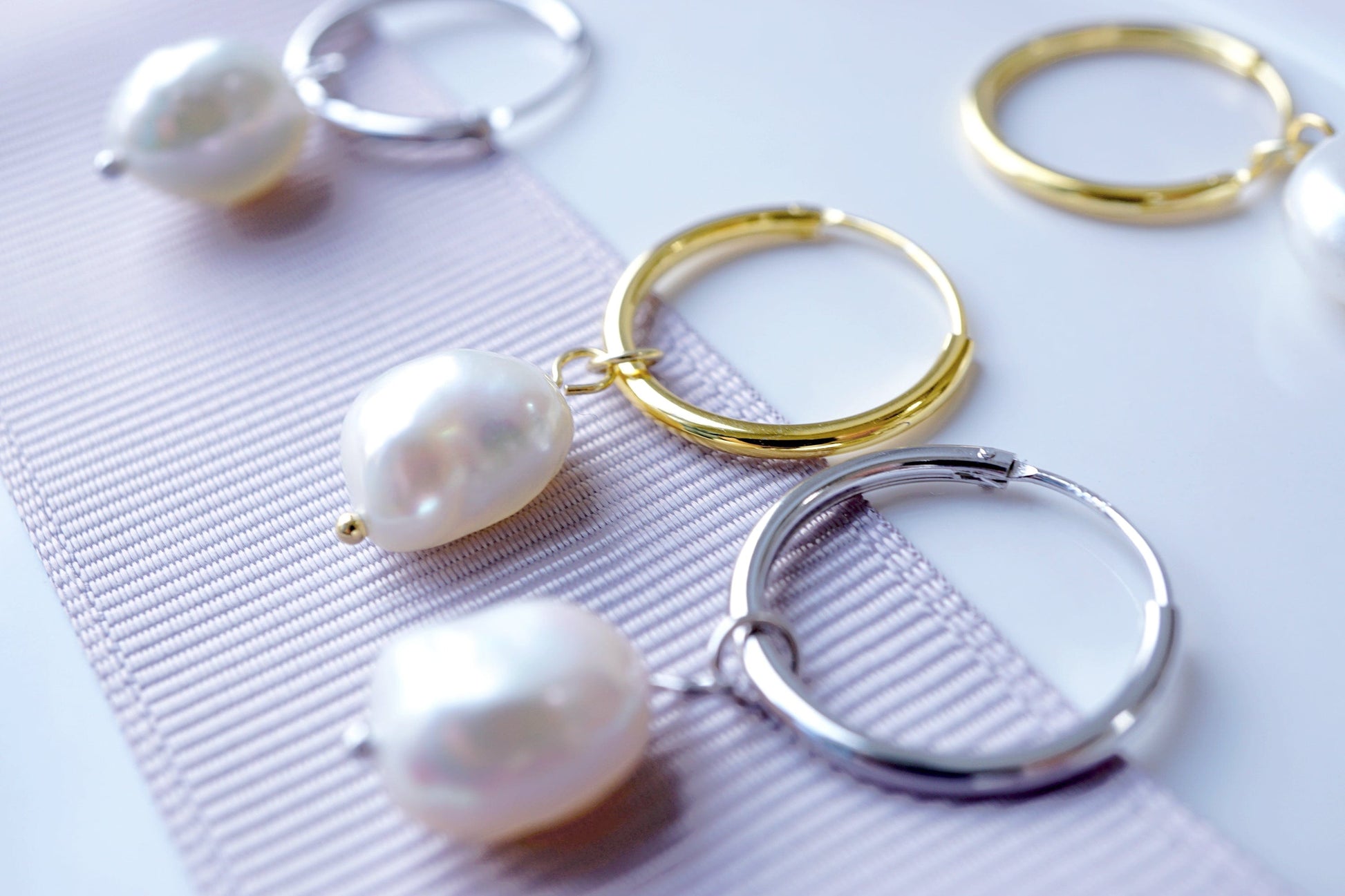 15mm Pearl Charm Hoop Earrings Elegant 15mm Pearl Charm Hoop Earrings - Perfect Geometric Pearl Drop Earrings for Bridesmaid Gifts