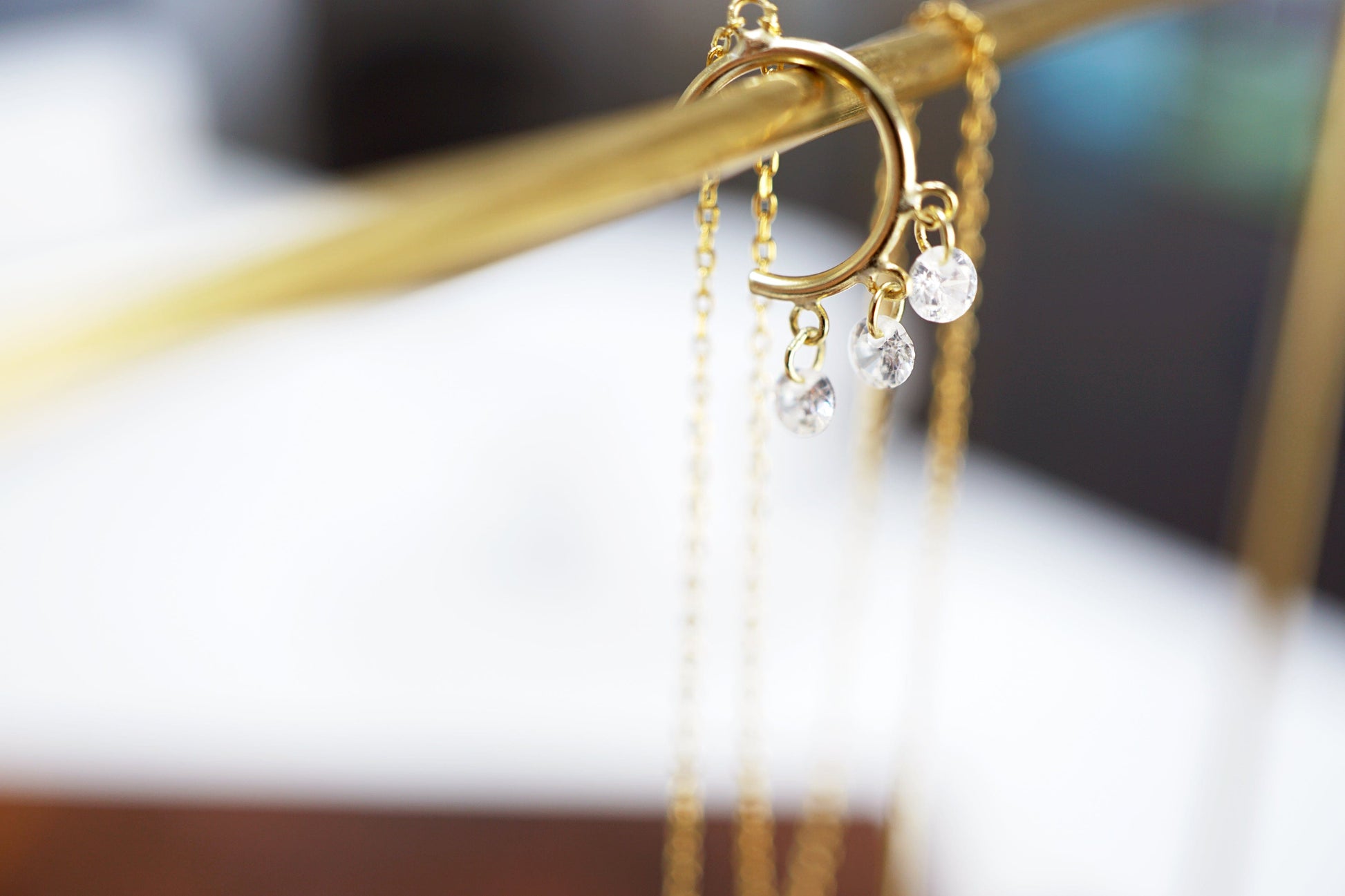 18K Gold CZ Trio Ear Cuff with Adjustable Chain Threader 18K Gold CZ Trio Ear Cuff with Adjustable Chain Threader