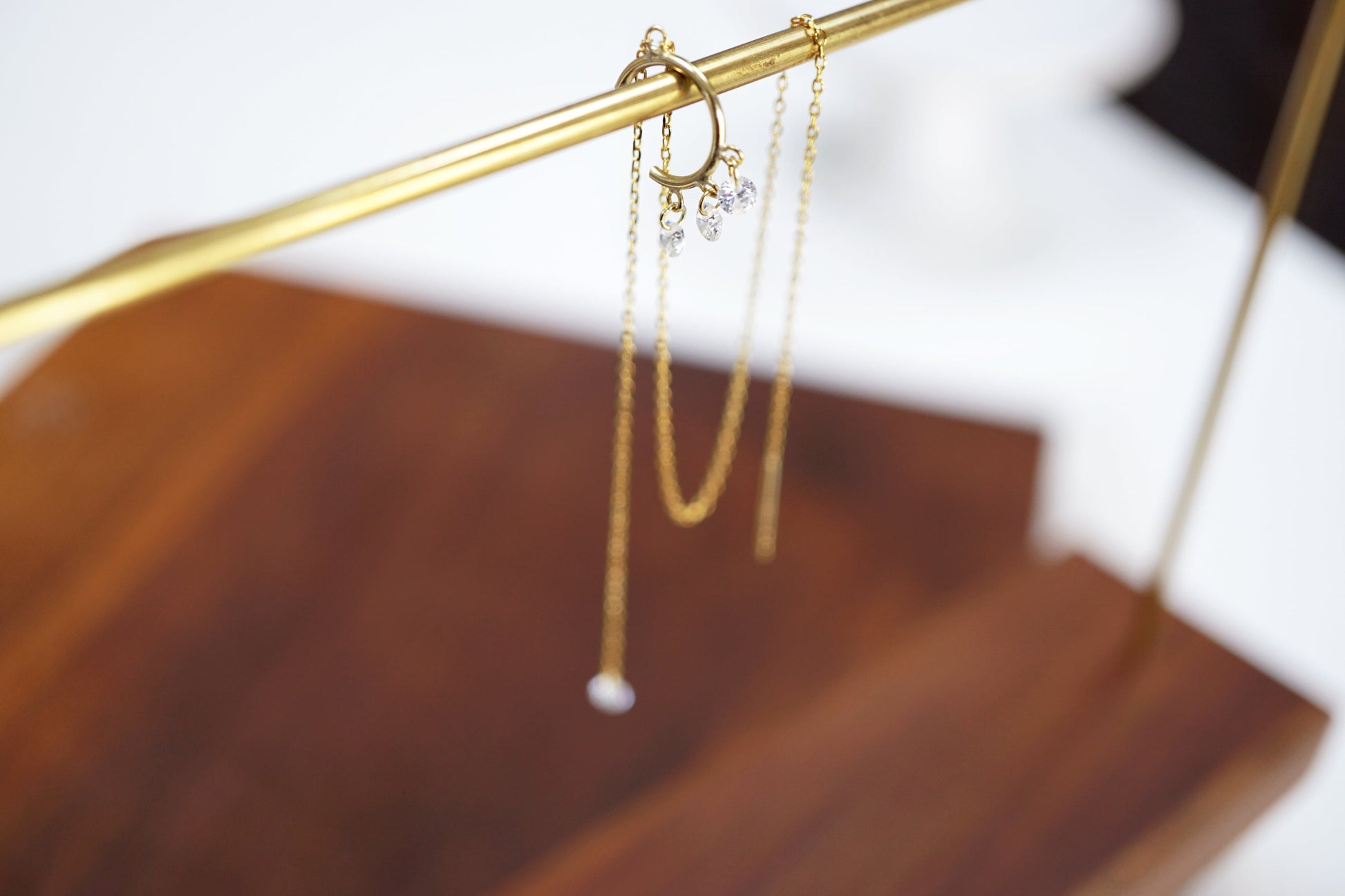 18K Gold CZ Trio Ear Cuff with Adjustable Chain Threader 18K Gold CZ Trio Ear Cuff with Adjustable Chain Threader