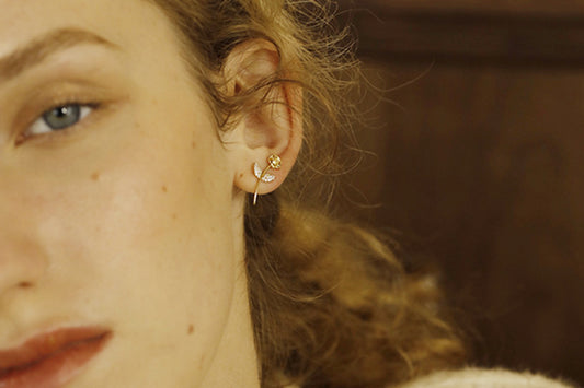 18k Gold Bloom Rose Stud Earrings