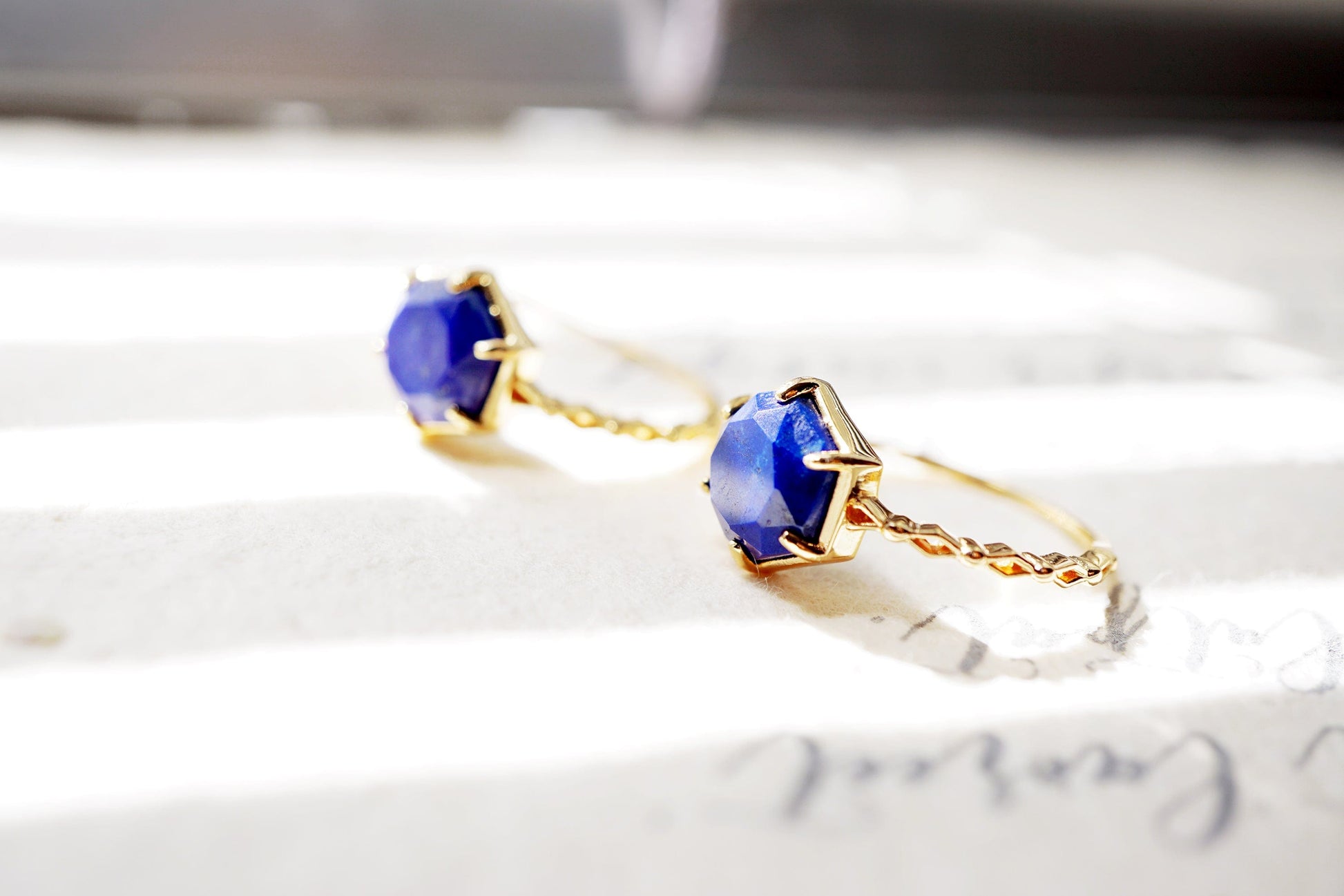 18K Gold Vermeil Hexagon Lapis Ring 18K Gold Vermeil Hexagon Lapis Ring