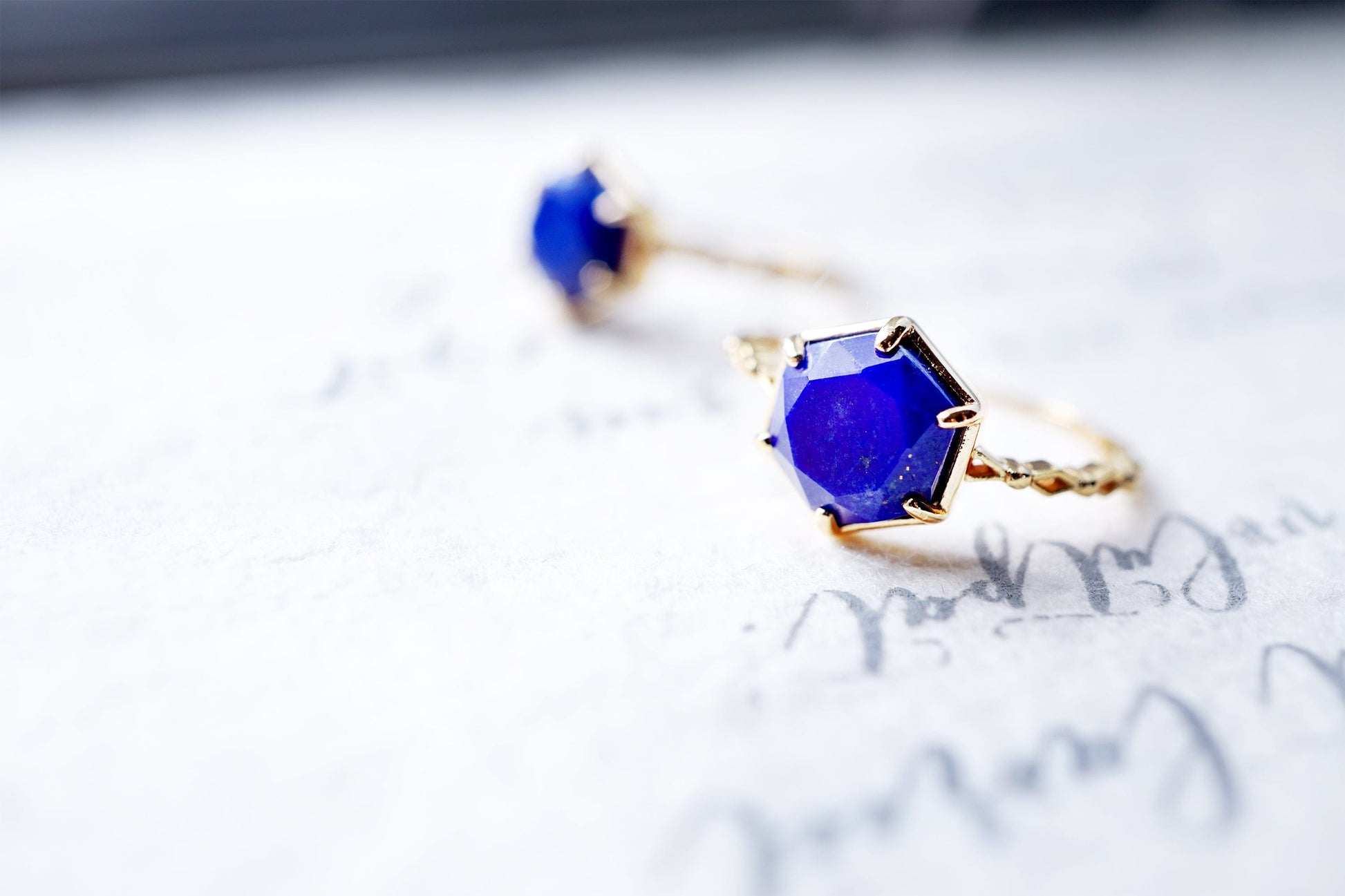 18K Gold Vermeil Hexagon Lapis Ring 18K Gold Vermeil Hexagon Lapis Ring
