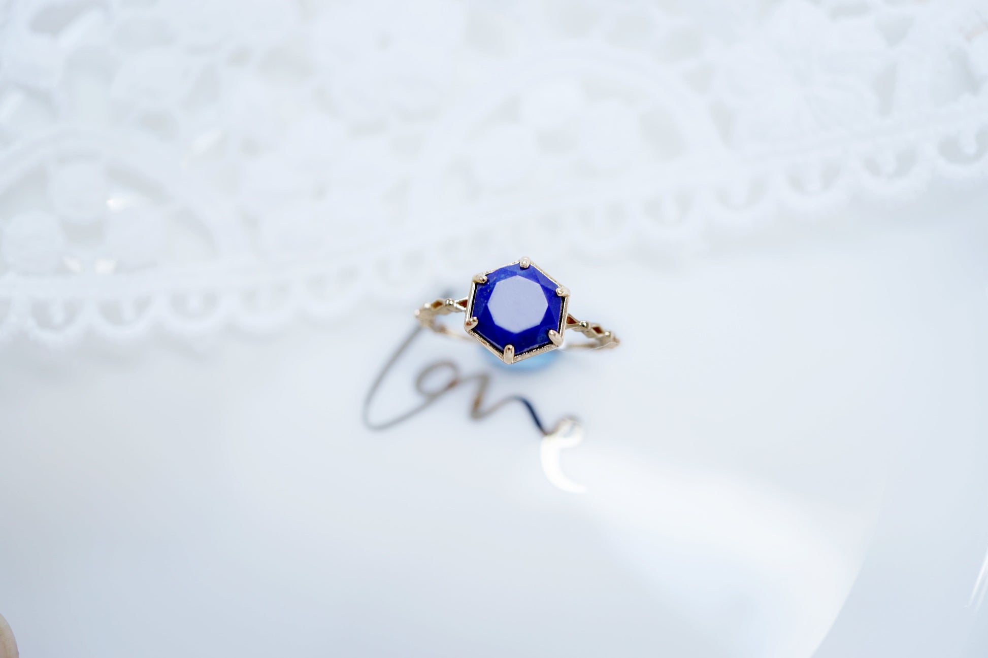 18K Gold Vermeil Hexagon Lapis Ring 18K Gold Vermeil Hexagon Lapis Ring