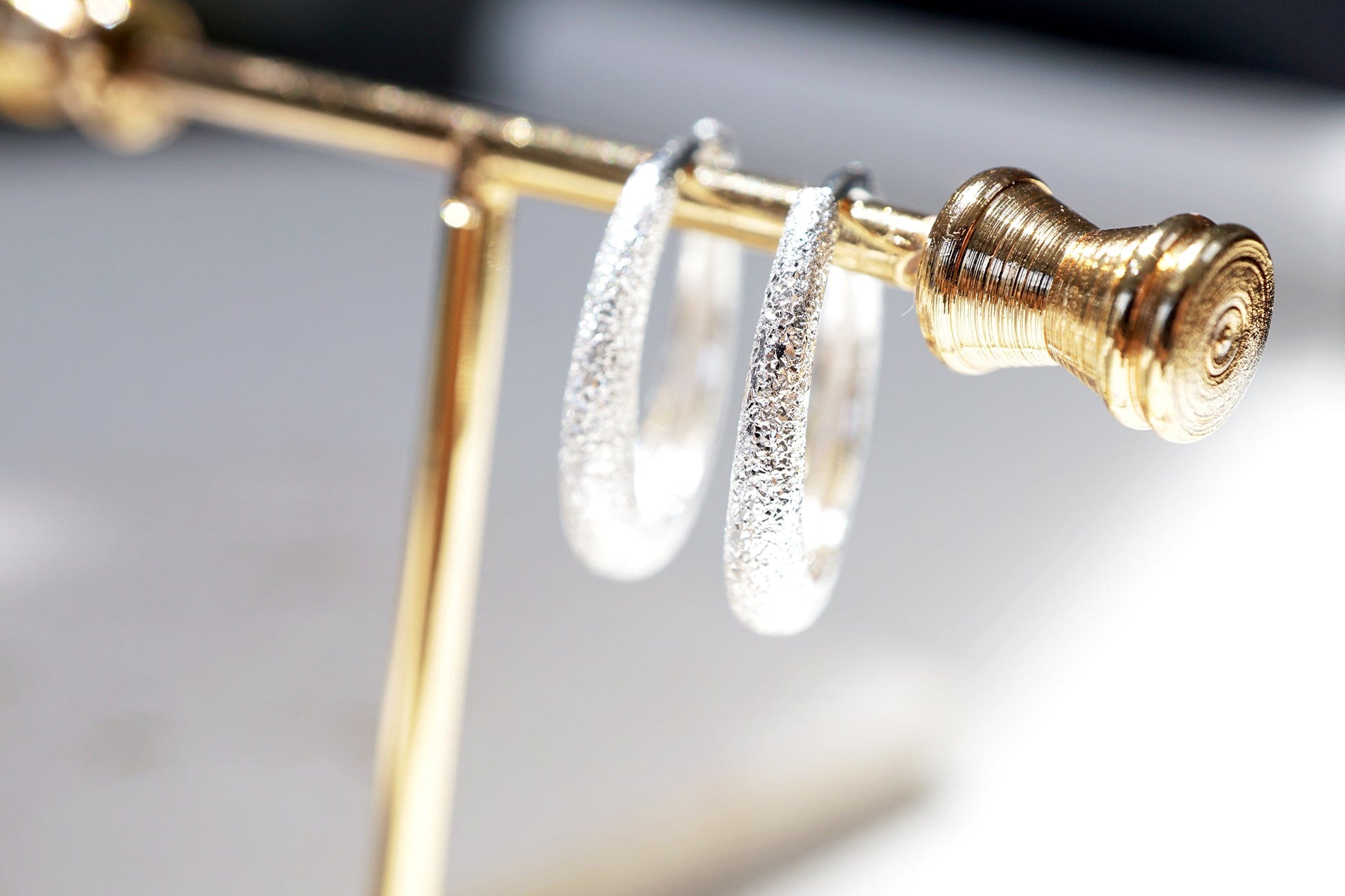 Sterling Silver Matte Celestial Hoop Elevate Your Style with Sterling Silver Matte Celestial Hoops - Modern, Textured, Glittering Earrings
