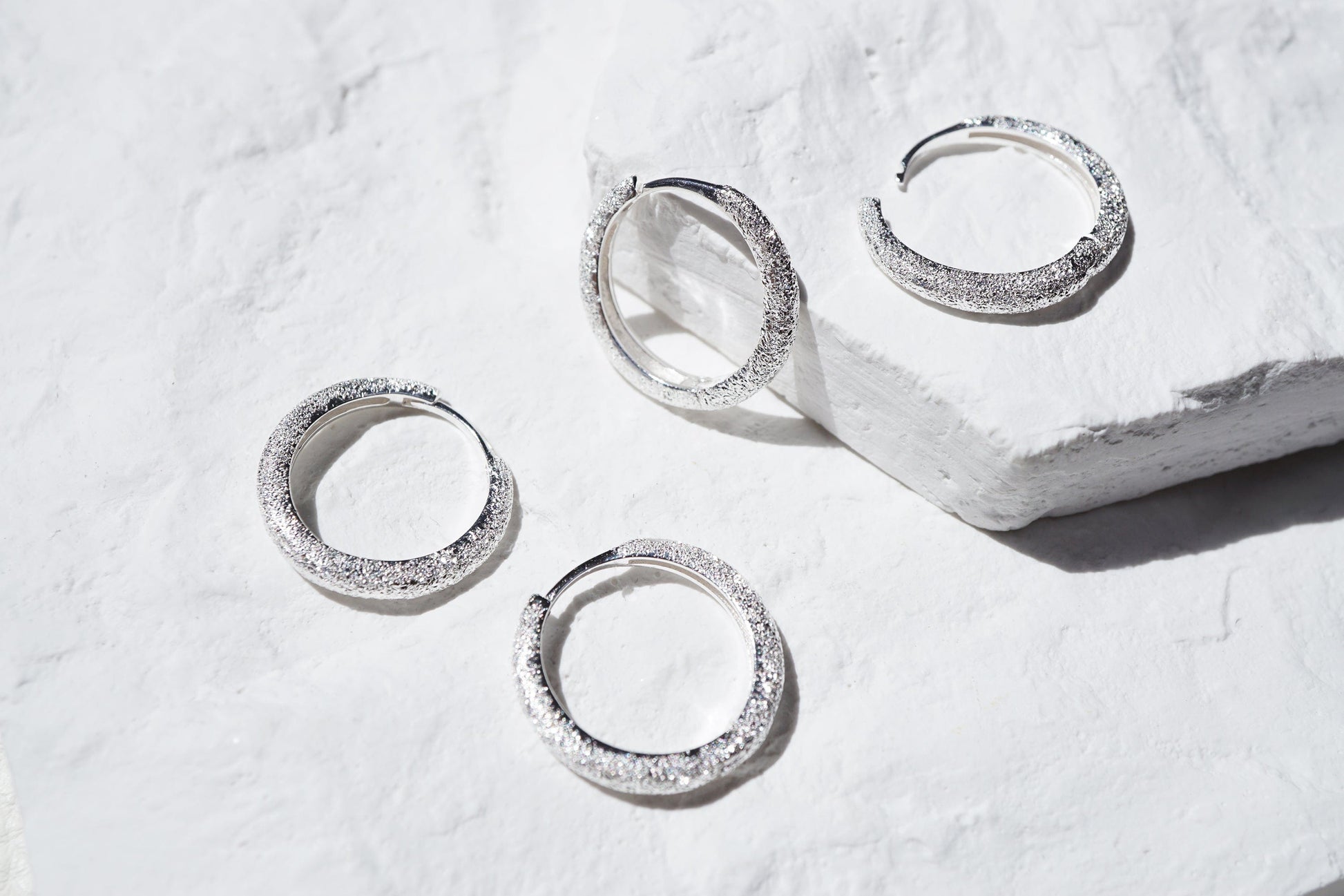Sterling Silver Matte Celestial Hoop Elevate Your Style with Sterling Silver Matte Celestial Hoops - Modern, Textured, Glittering Earrings