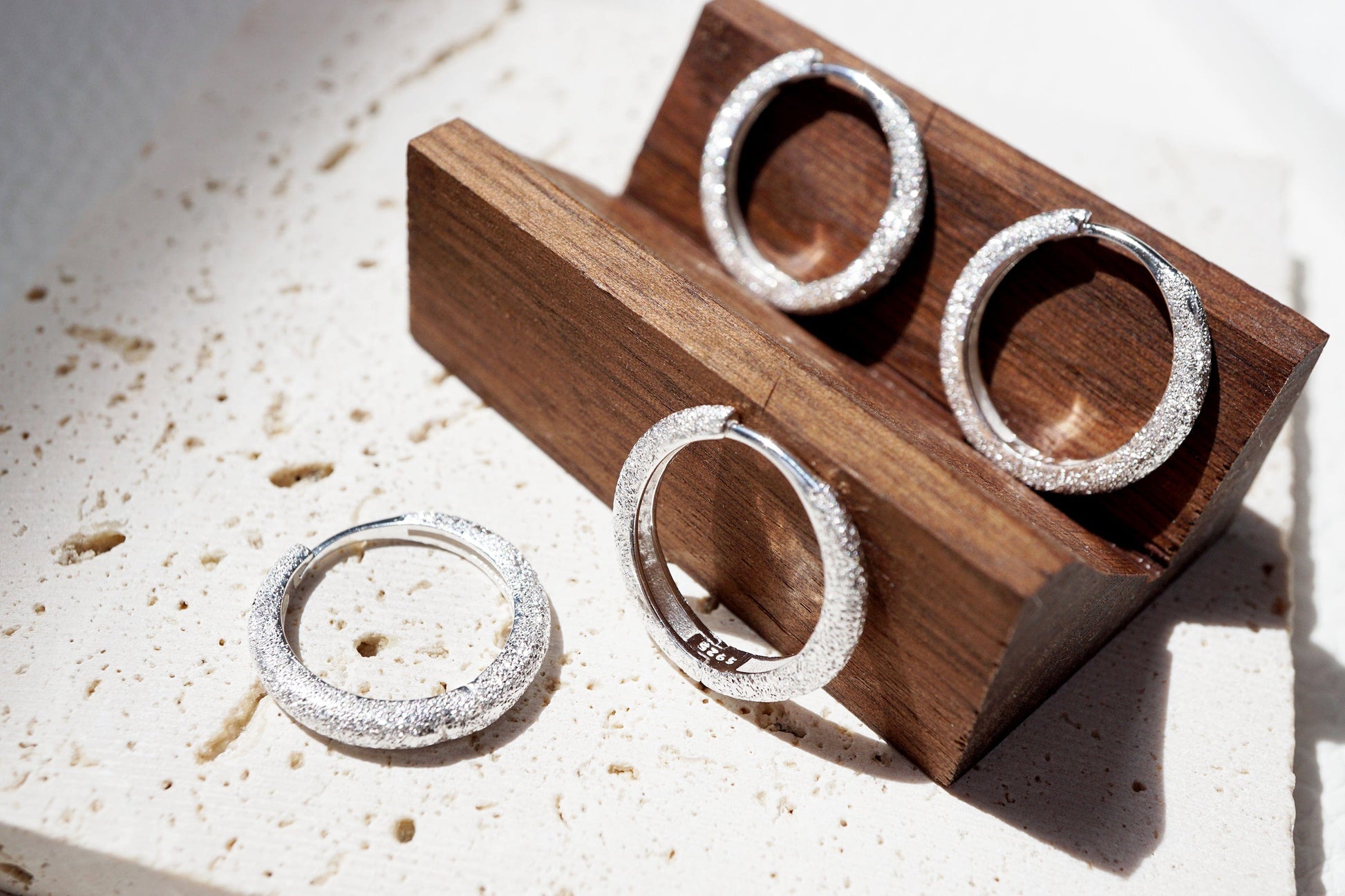 Sterling Silver Matte Celestial Hoop Elevate Your Style with Sterling Silver Matte Celestial Hoops - Modern, Textured, Glittering Earrings