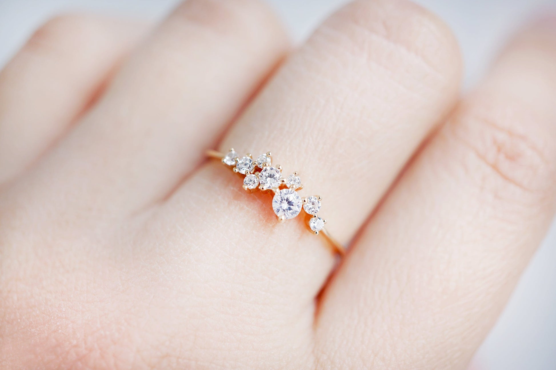 14K Gold Cluster Stone Celestial Skinny Ring 14K Gold Cluster Stone Celestial Skinny Ring