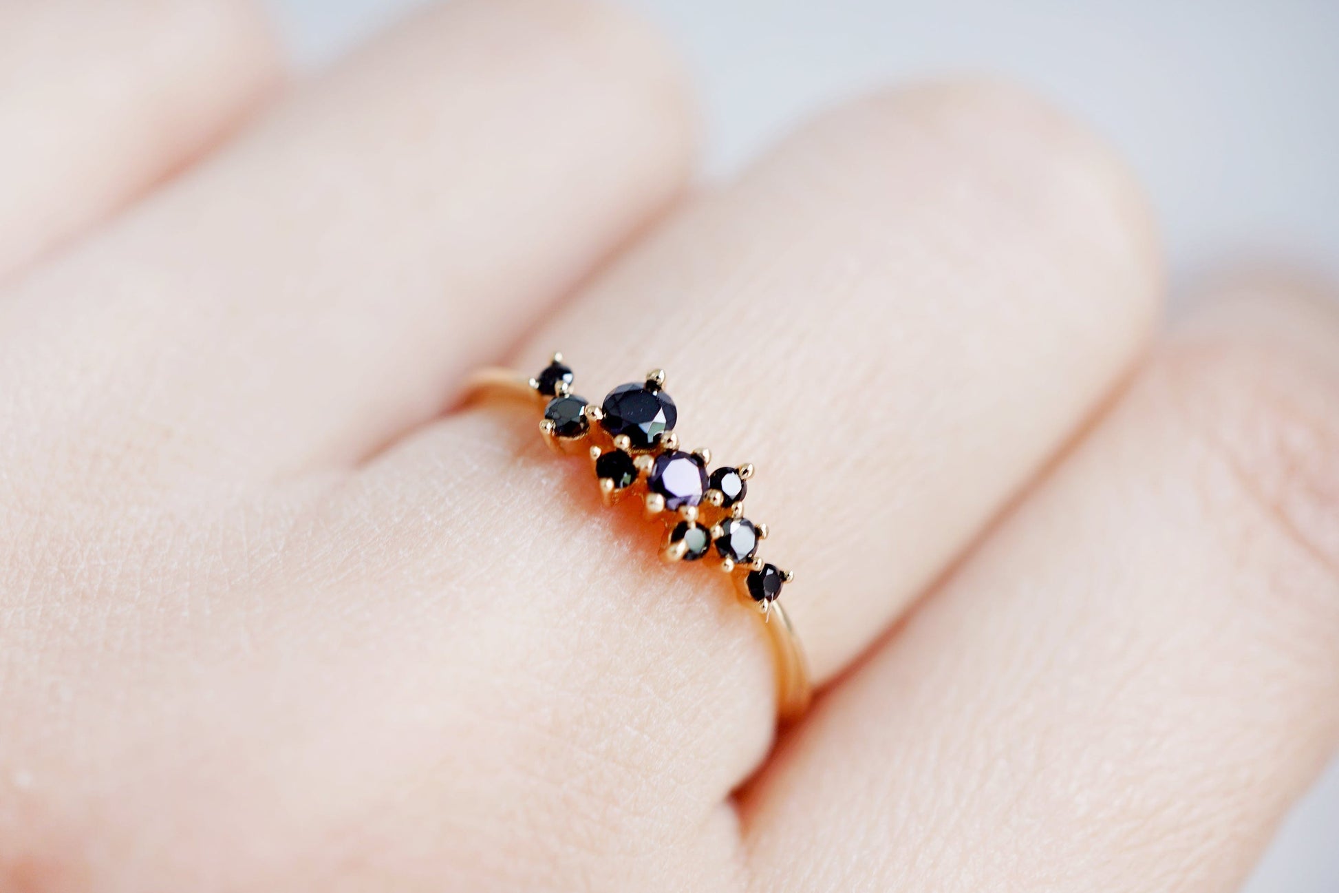 14K Gold Cluster Stone Celestial Skinny Ring 14K Gold Cluster Stone Celestial Skinny Ring
