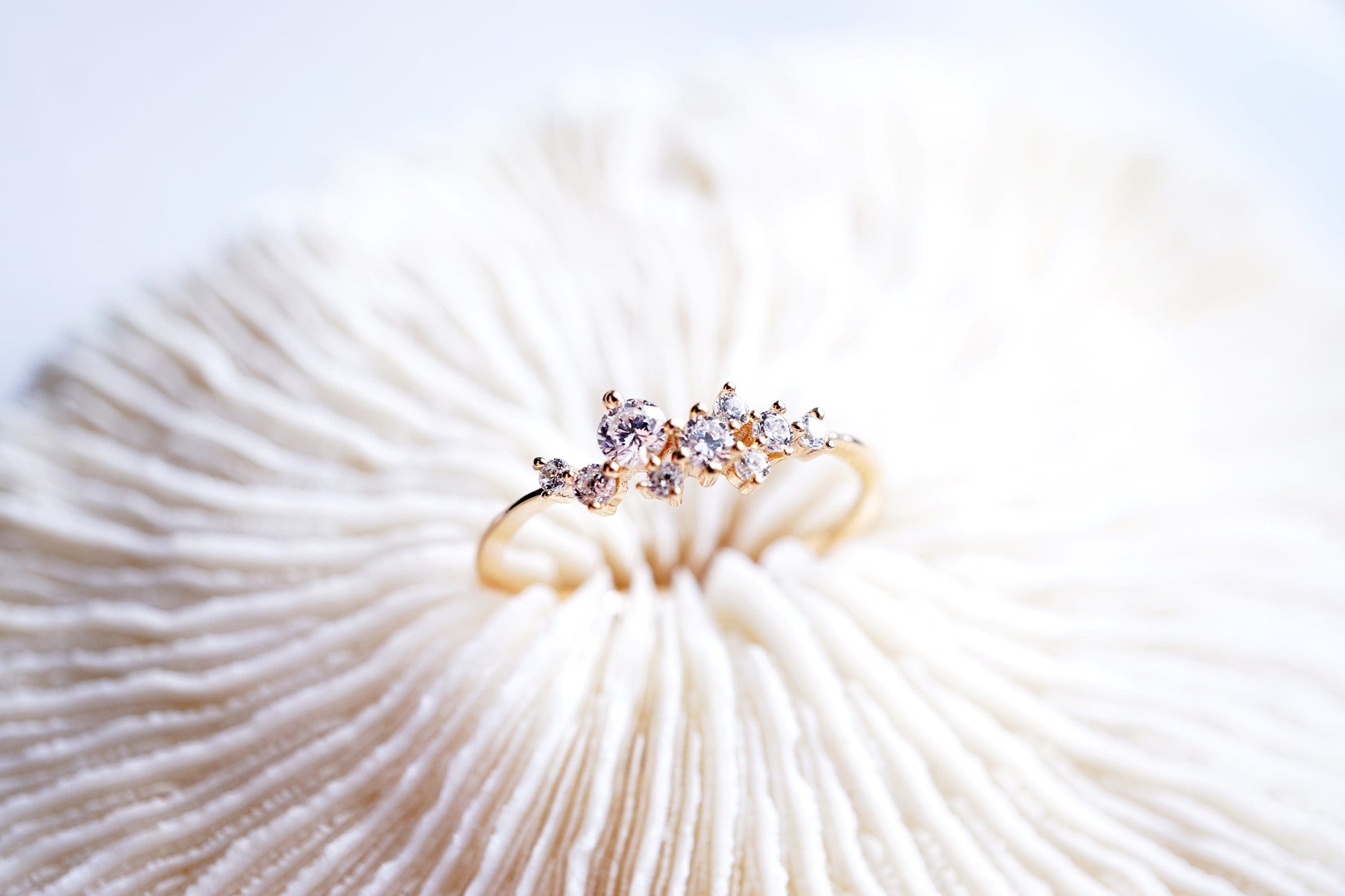 14K Gold Cluster Stone Celestial Skinny Ring 14K Gold Cluster Stone Celestial Skinny Ring