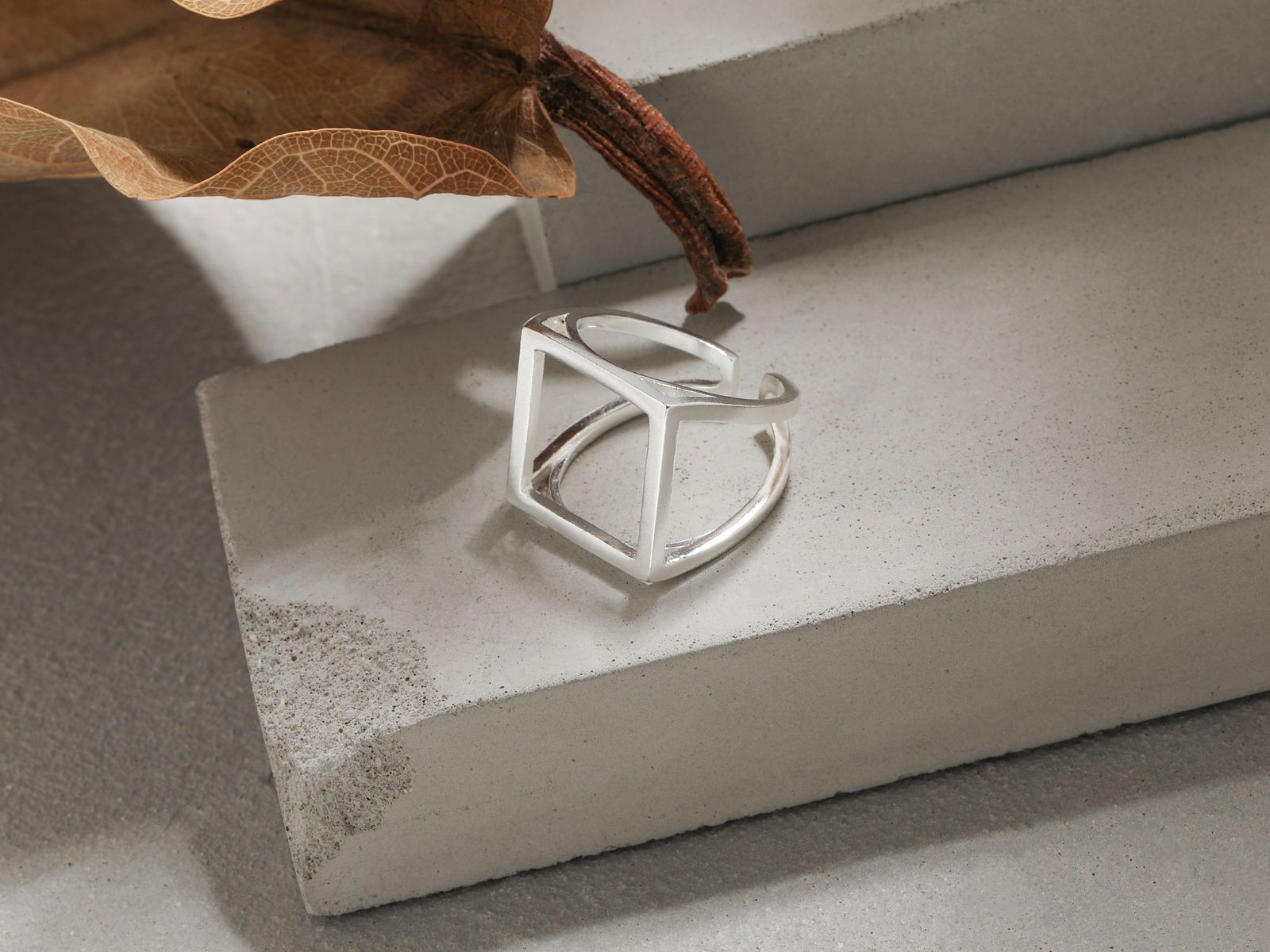 Gold and Silver Wide Square Ring - Audrey - -