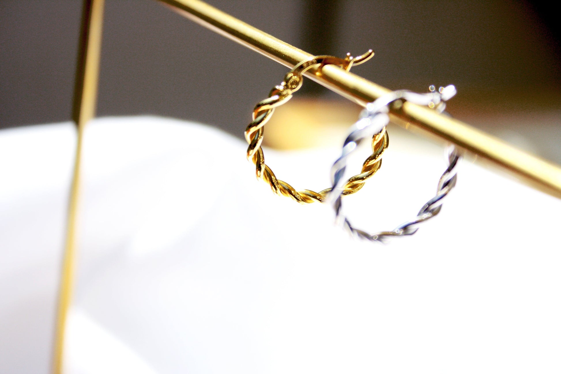 20mm Gold Twist Creole Hoop Earrings Elevate Your Style with 20mm Gold Twist Creole Hoop Earrings - Dainty, Minimalist, and Braided Design
