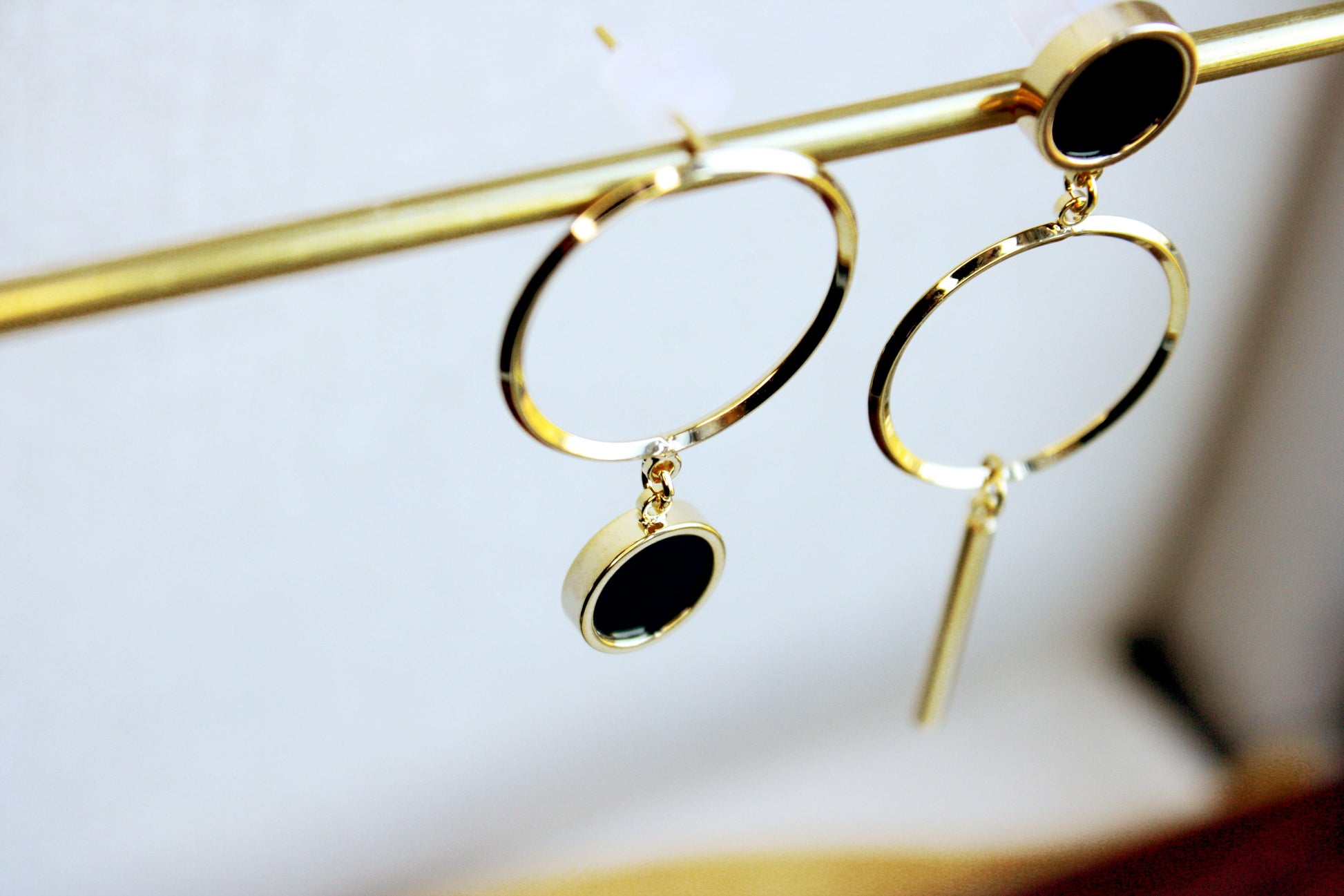 Gold Mismatched Hoop Drop Earrings Gold Mismatched Hoop Drop Earrings