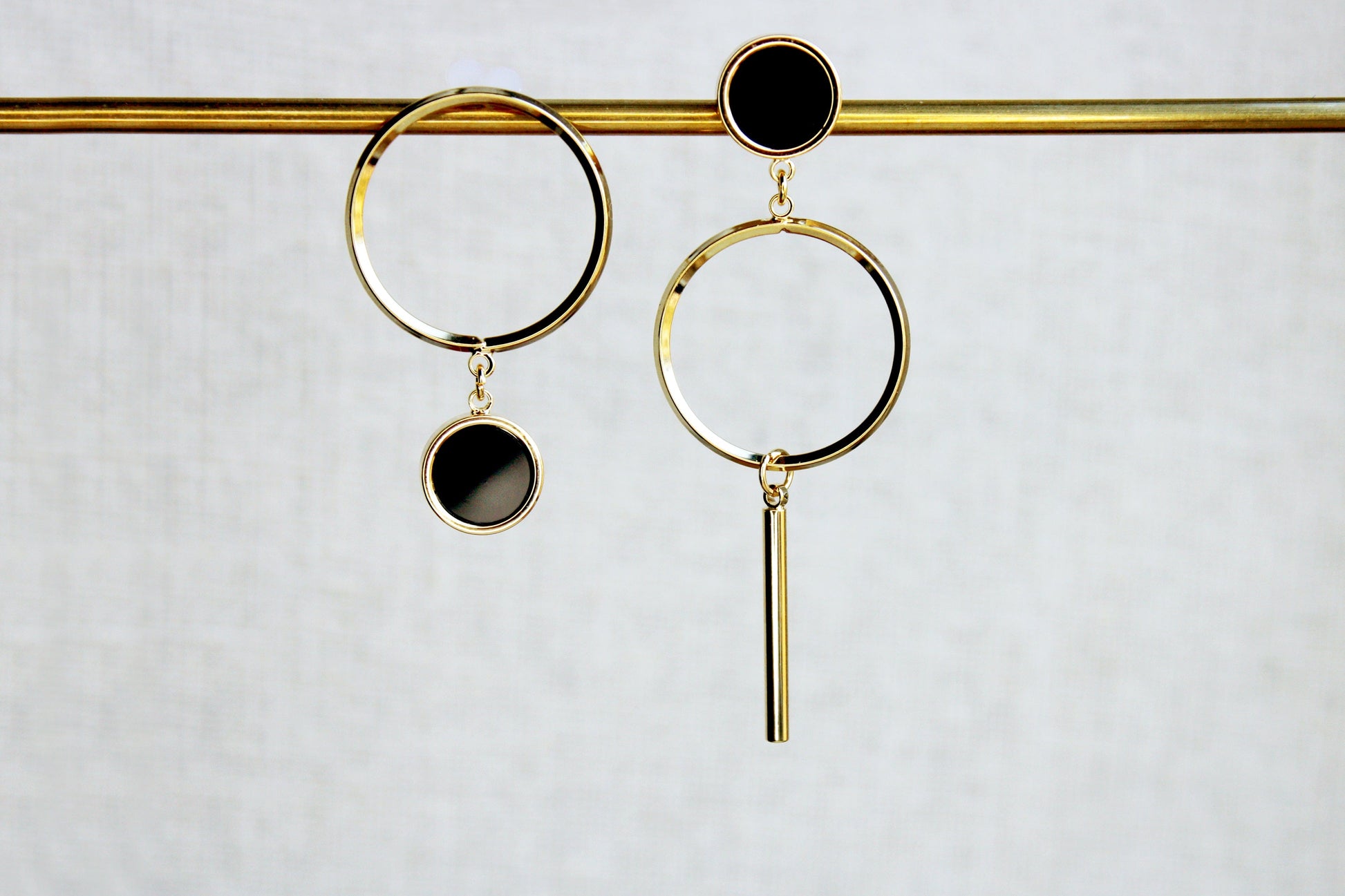 Gold Mismatched Hoop Drop Earrings Gold Mismatched Hoop Drop Earrings