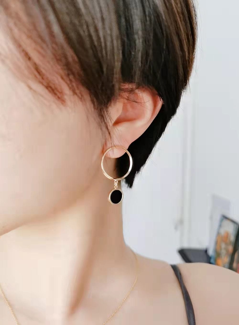 Gold Mismatched Hoop Drop Earrings Gold Mismatched Hoop Drop Earrings