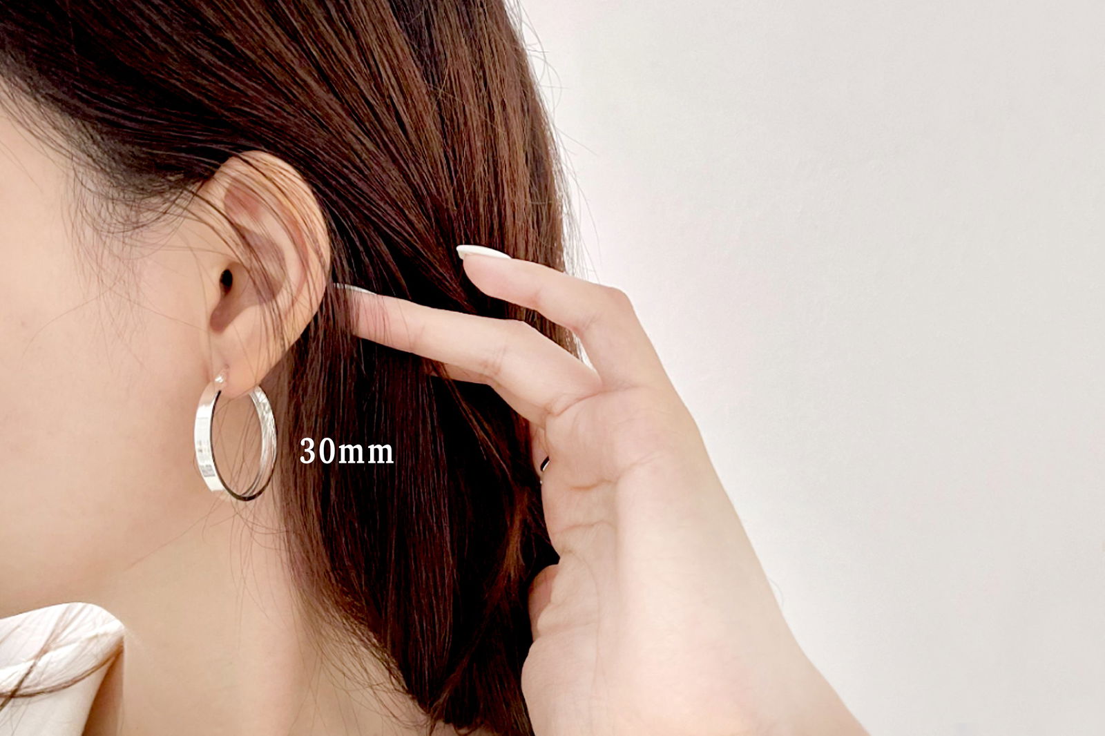Sterling Silver Flat Wide Hoop Earrings - Audrey - -