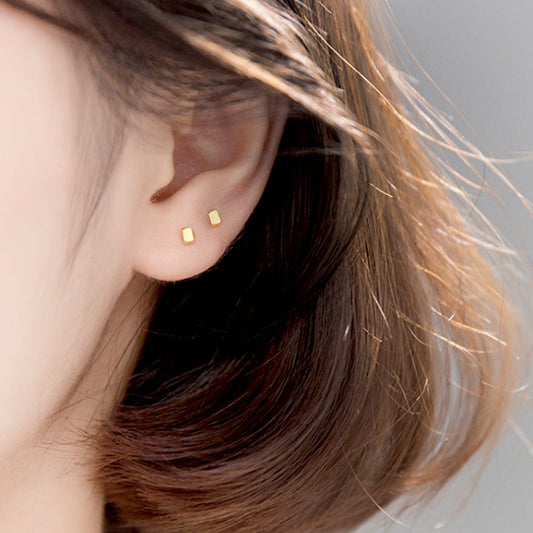 Tiny Gold Rectangle Stud Earrings Tiny Gold Rectangle Stud Earrings