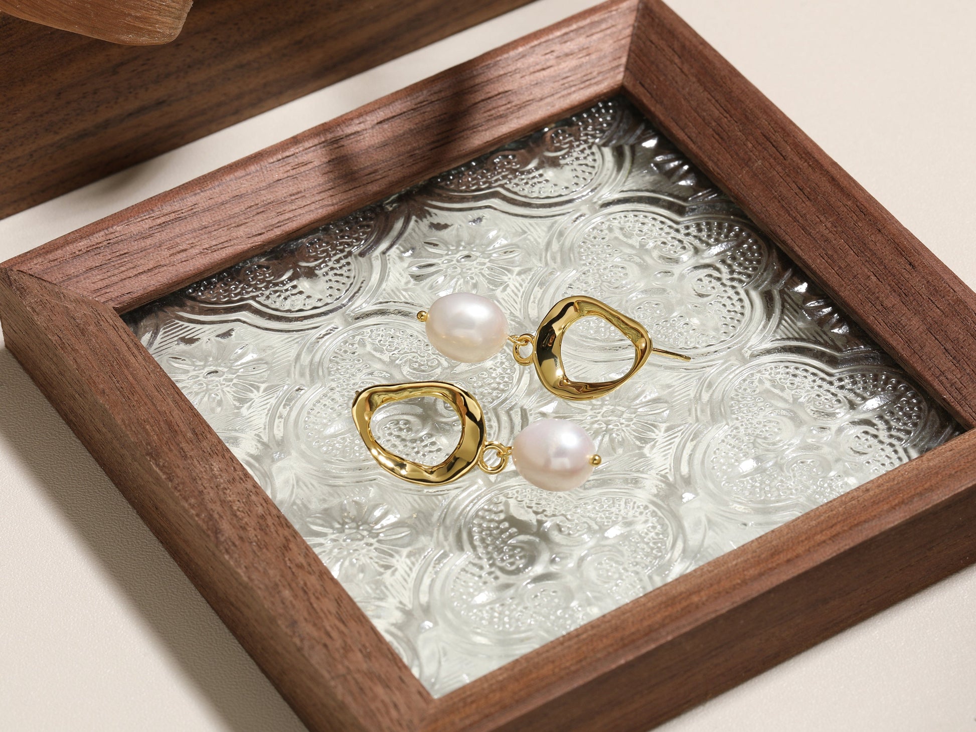 18K Gold Oval Earrings with Organic-Shaped Baroque Pearl 18K Gold Oval Earrings with Organic-Shaped Baroque Pearl