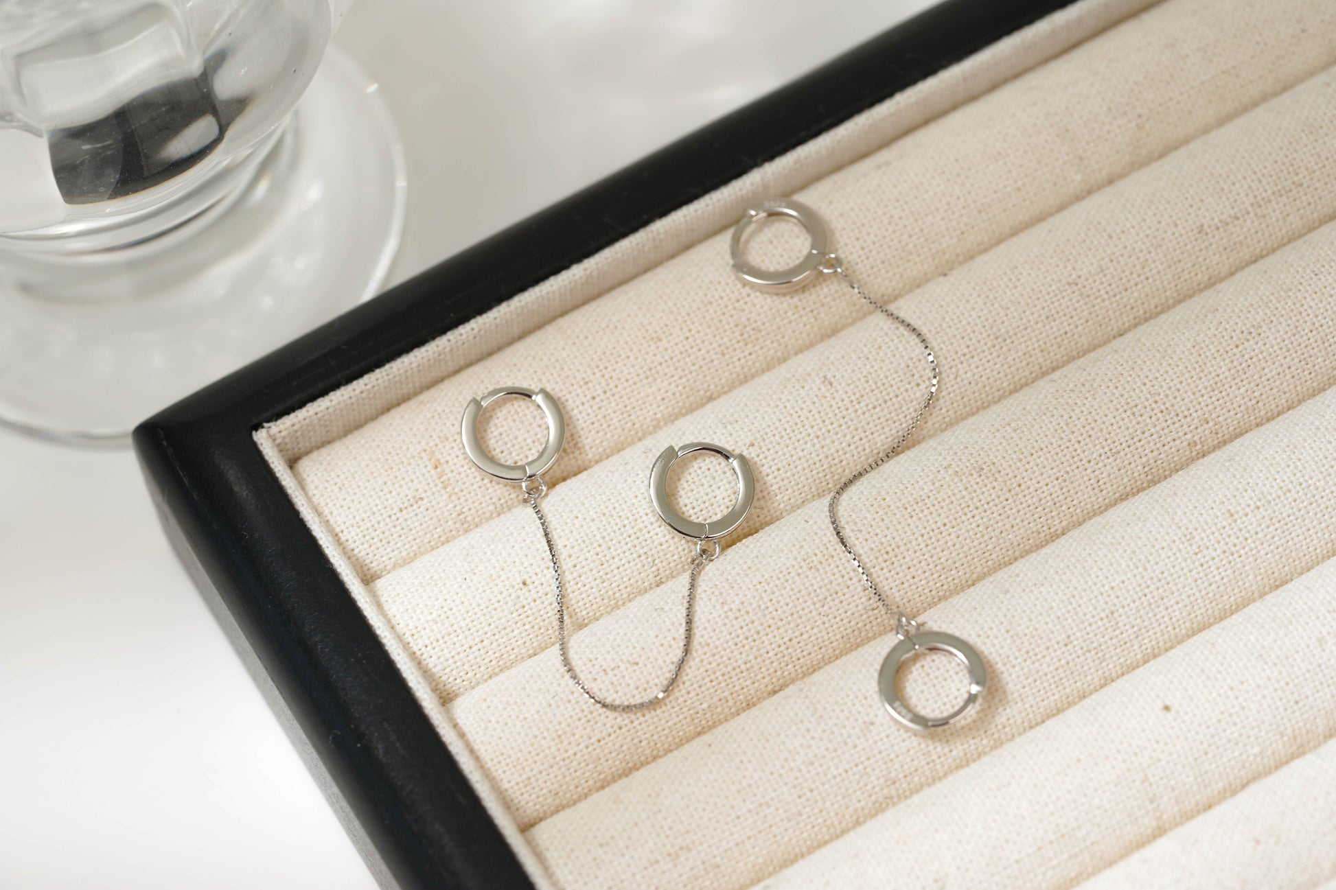 Single Piece Sterling Silver Chain Hoop Earring Single Piece Sterling Silver Chain Hoop Earring