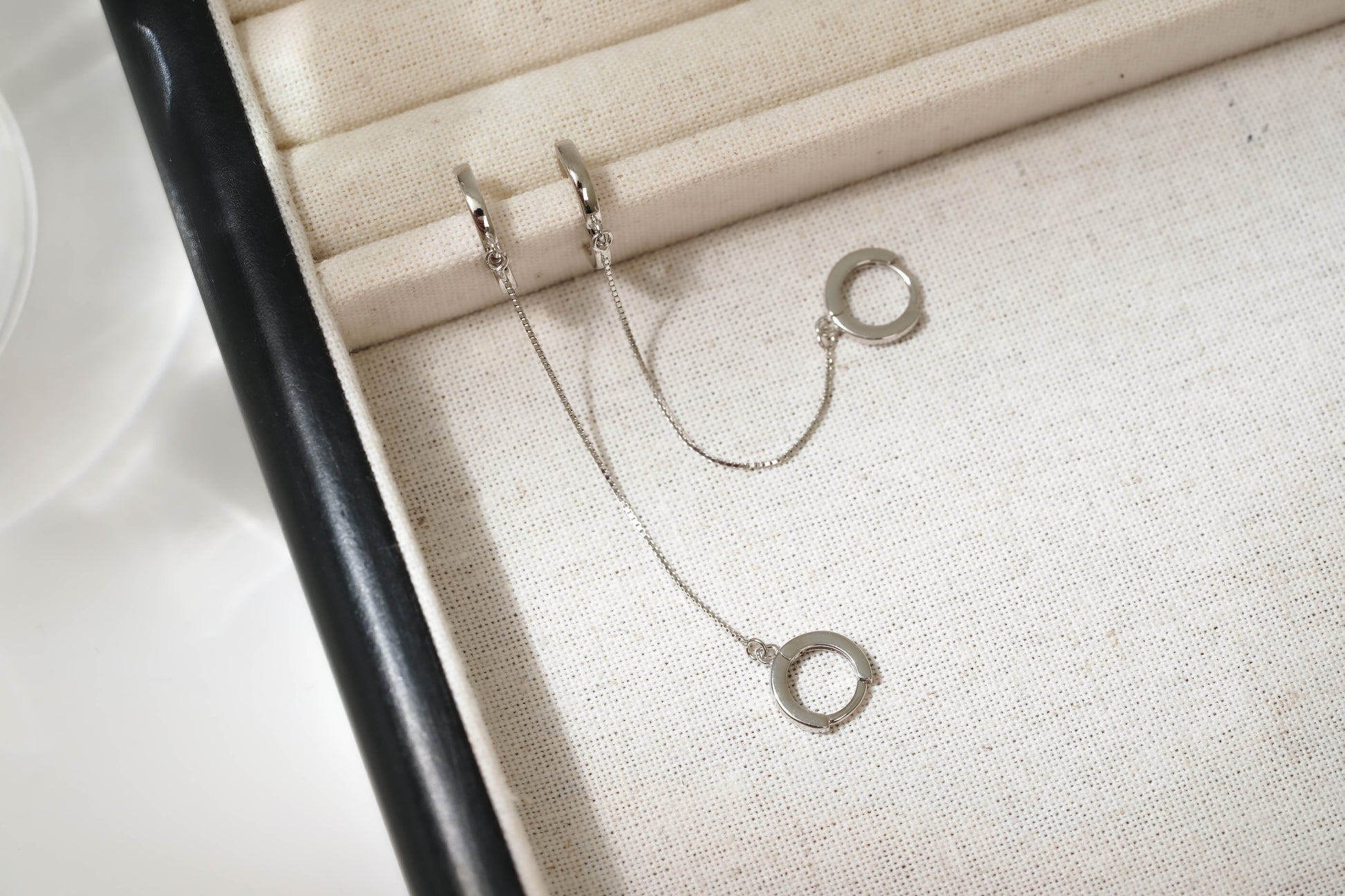 Single Piece Sterling Silver Chain Hoop Earring Single Piece Sterling Silver Chain Hoop Earring
