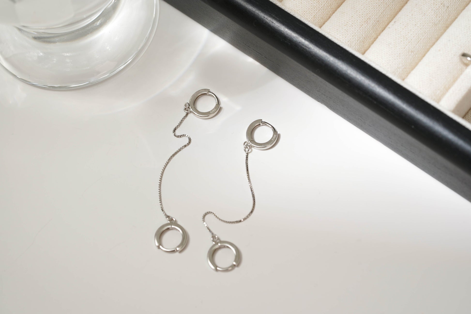 Single Piece Sterling Silver Chain Hoop Earring Single Piece Sterling Silver Chain Hoop Earring