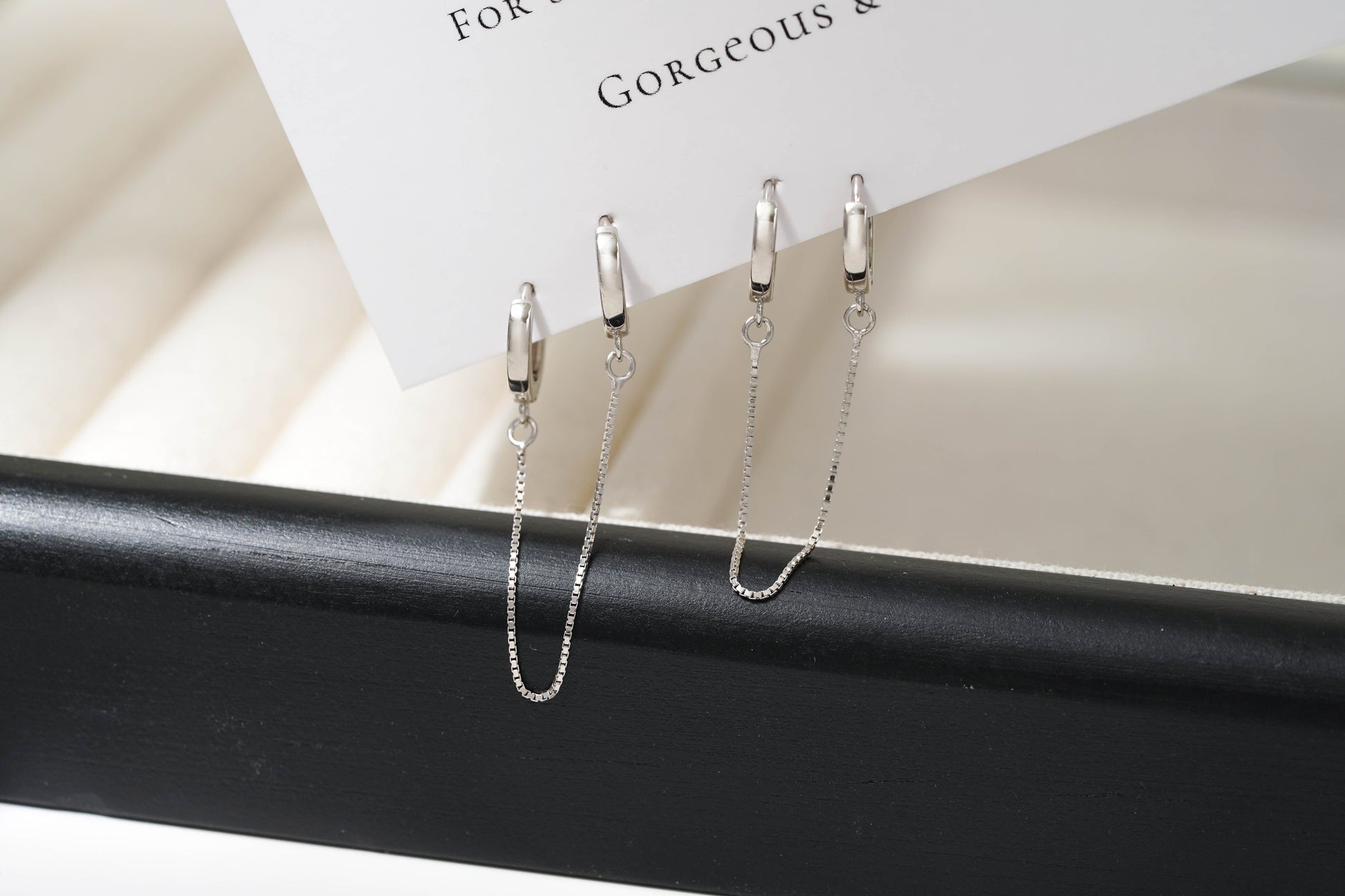 Single Piece Sterling Silver Chain Hoop Earring Single Piece Sterling Silver Chain Hoop Earring