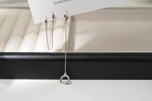 Single Piece Sterling Silver Chain Hoop Earring Single Piece Sterling Silver Chain Hoop Earring